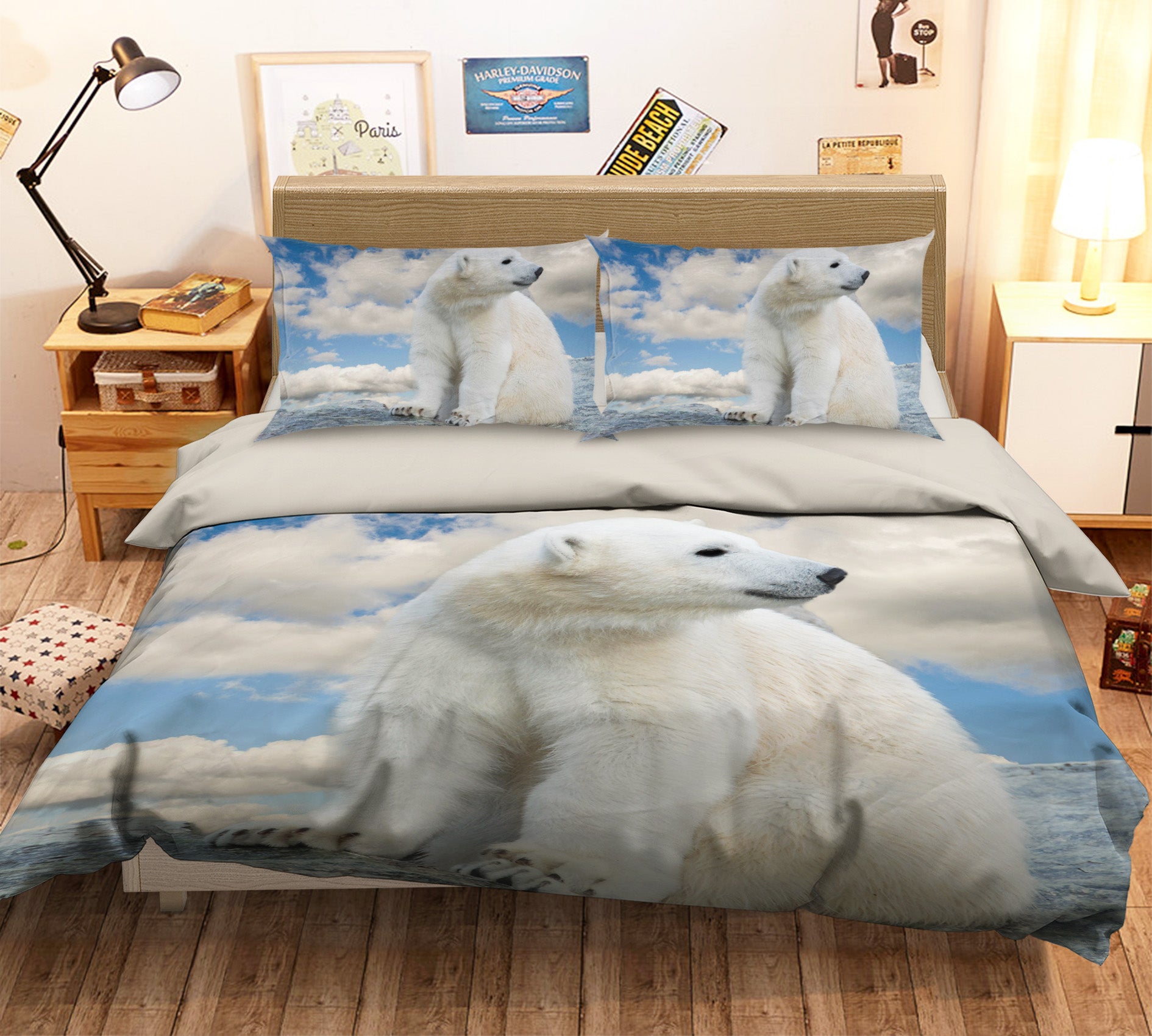 3D Polar Bear 126 Bed Pillowcases Quilt