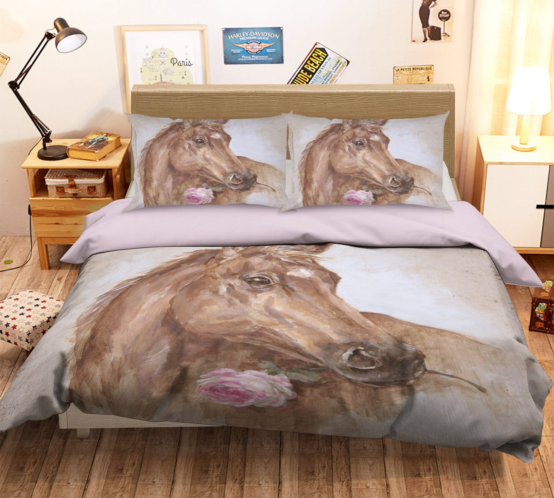 3D Rose Horse 030 Debi Coules Bedding Bed Pillowcases Quilt Quiet Covers AJ Creativity Home 
