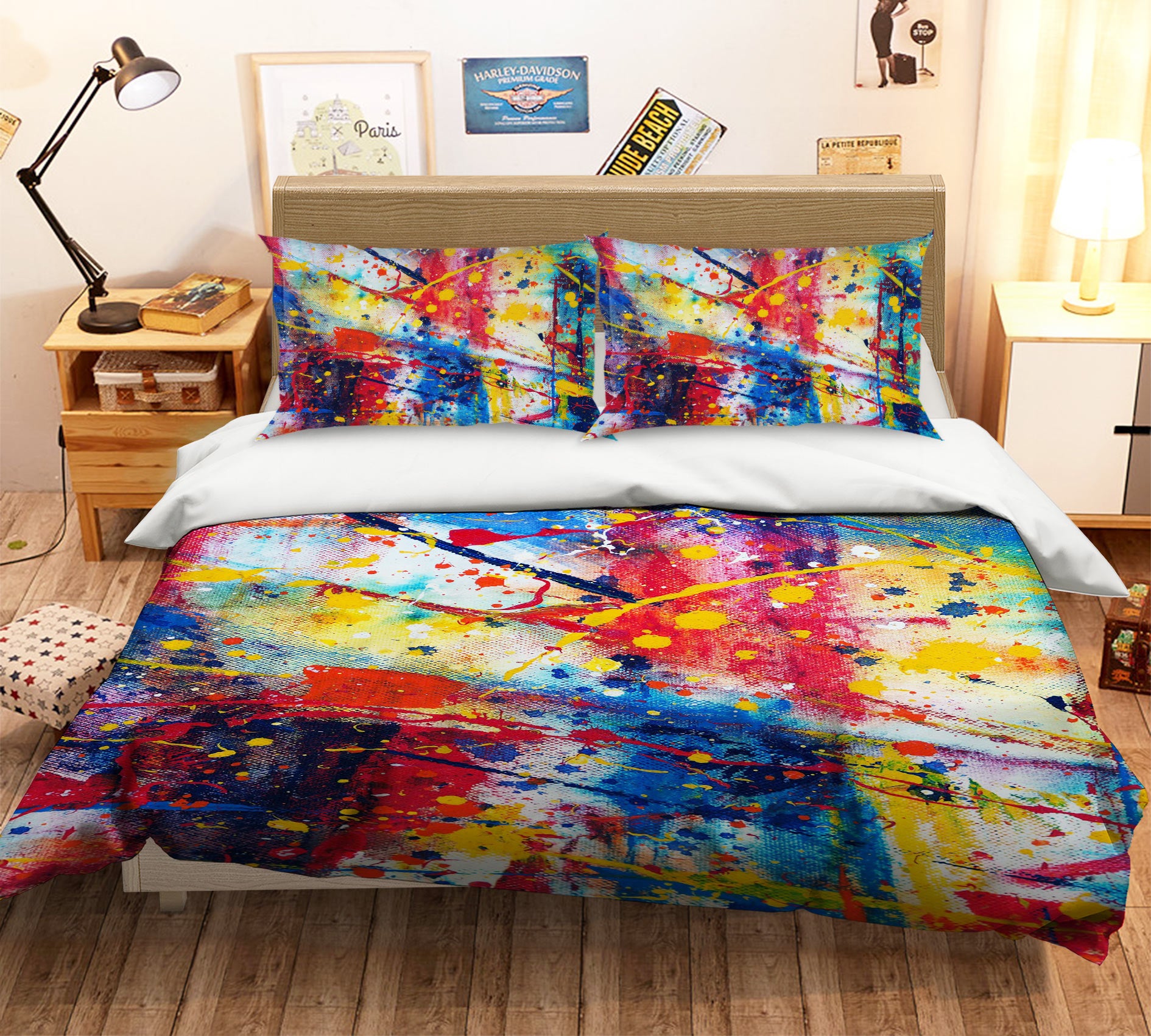 3D Color Pigment 13129 Bed Pillowcases Quilt