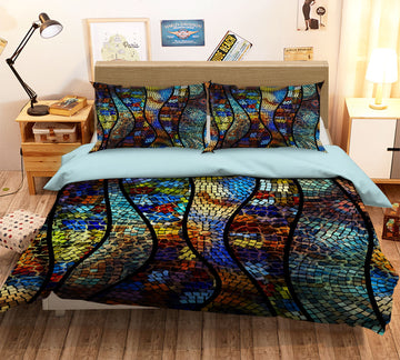 3D Curve Pattern 16177 Bed Pillowcases Quilt