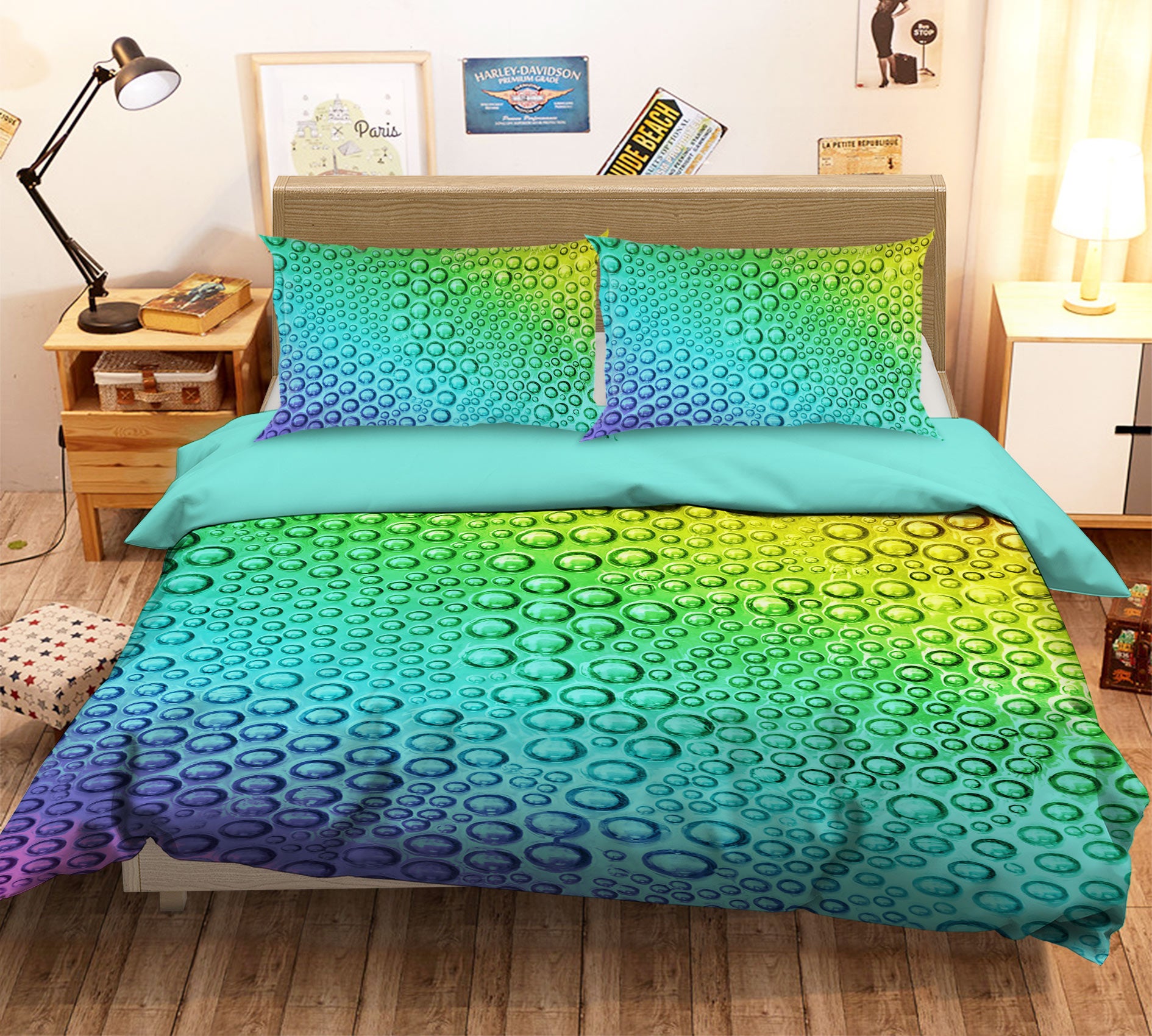 3D Colored Water Drops 13159 Bed Pillowcases Quilt