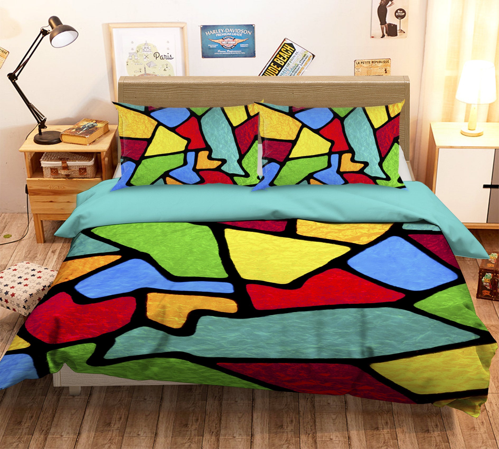 3D Color Block 13154 Bed Pillowcases Quilt