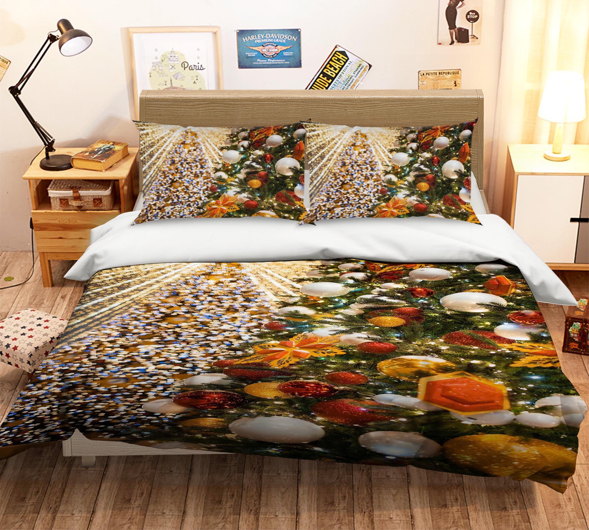 3D Tree Light Ball 51154 Christmas Quilt Duvet Cover Xmas Bed Pillowcases