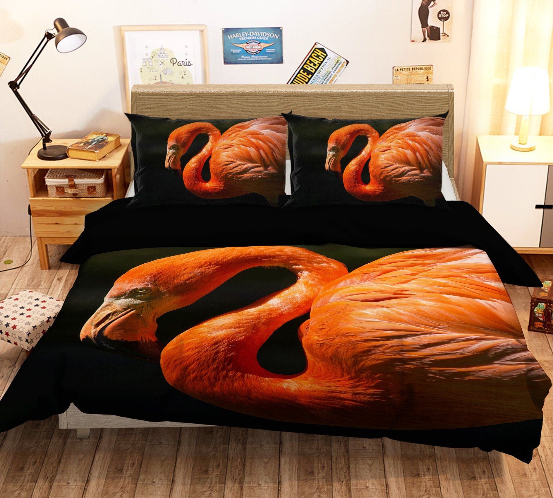 3D Flamingo 1915 Bed Pillowcases Quilt Quiet Covers AJ Creativity Home 