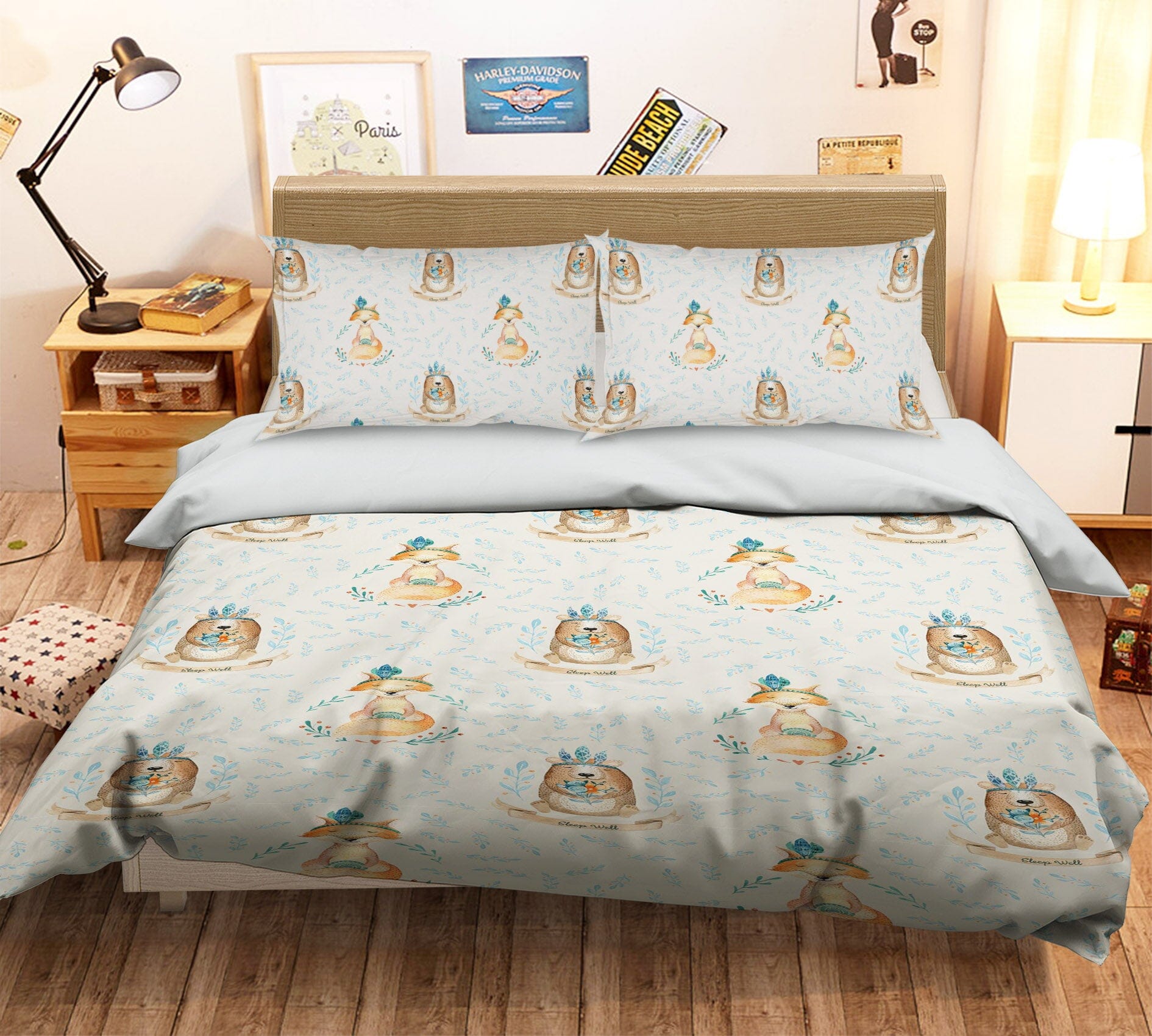 3D Fox Bear 207 Uta Naumann Bedding Bed Pillowcases Quilt Quiet Covers AJ Creativity Home 