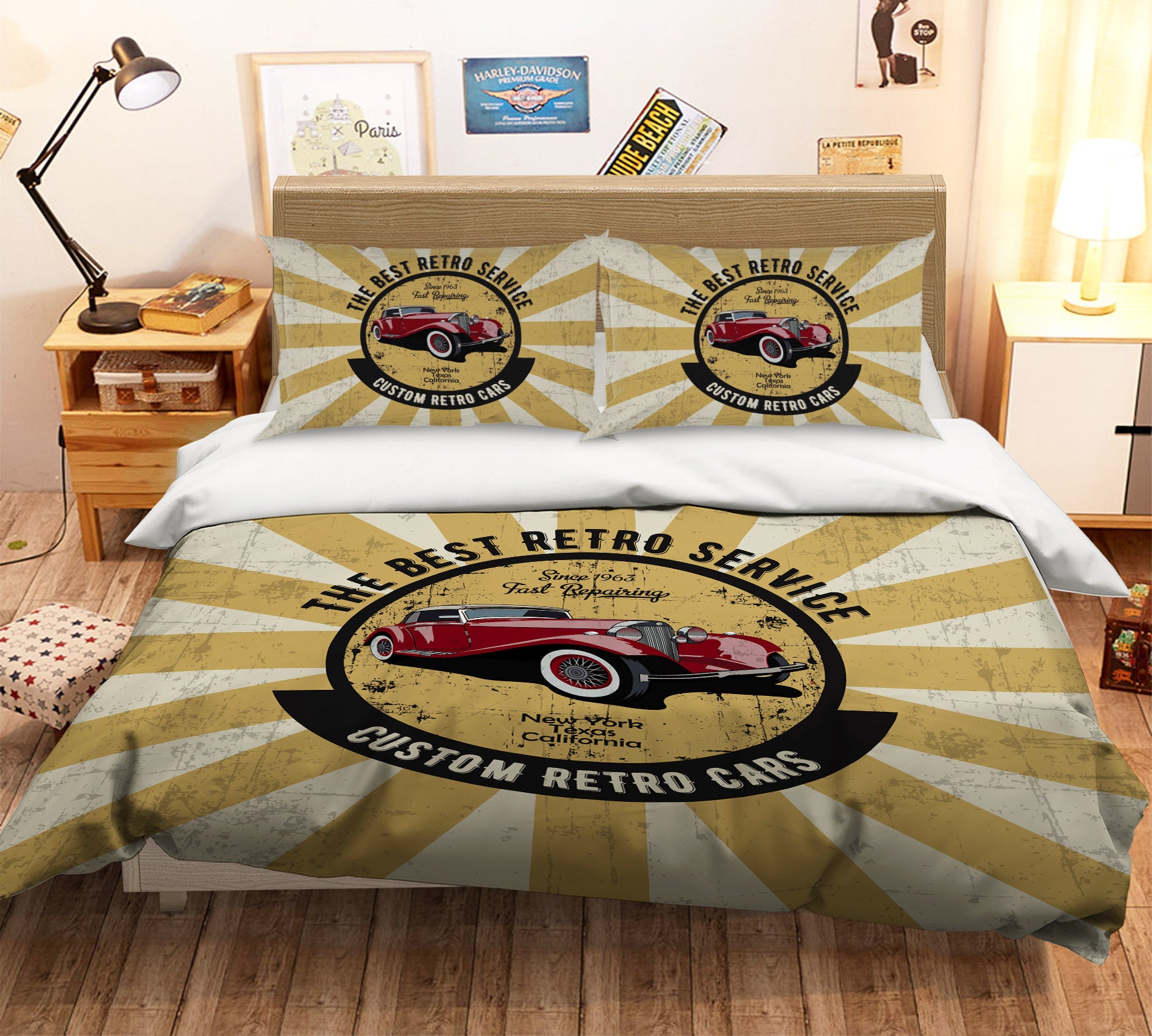 3D Red Car 59017 Bed Pillowcases Quilt