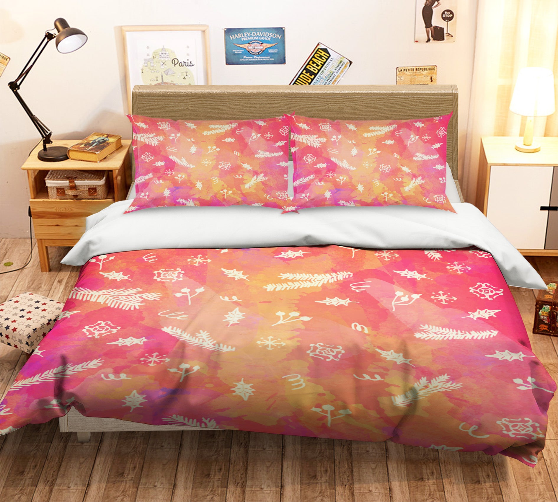 3D Pink Pattern 45019 Christmas Quilt Duvet Cover Xmas Bed Pillowcases