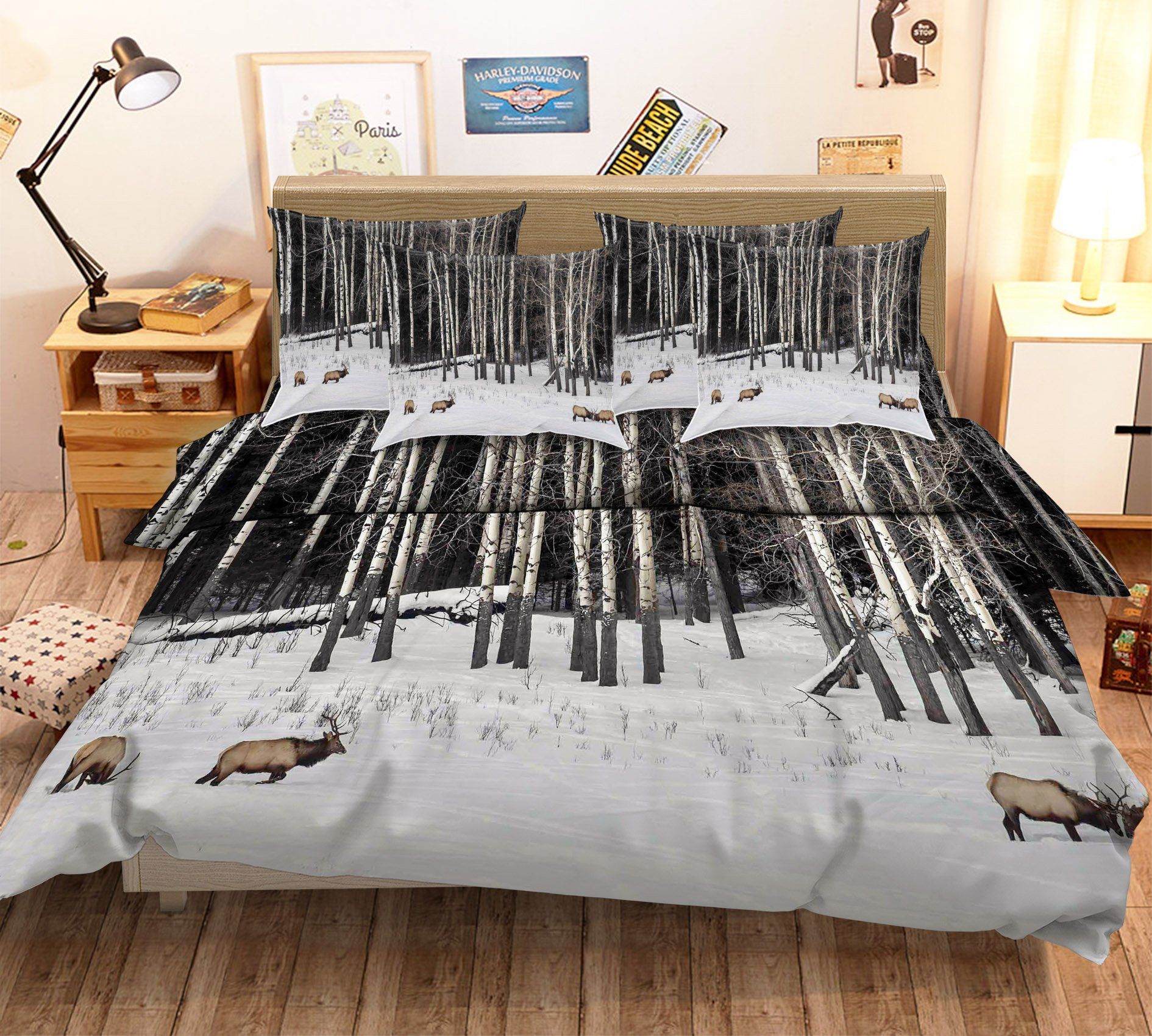 3D Snow Forest Animals 43 Bed Pillowcases Quilt Wallpaper AJ Wallpaper 