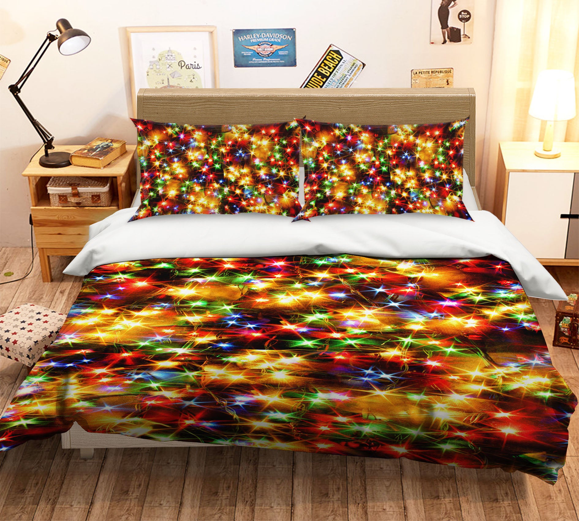3D Colorful Starlight 51074 Christmas Quilt Duvet Cover Xmas Bed Pillowcases