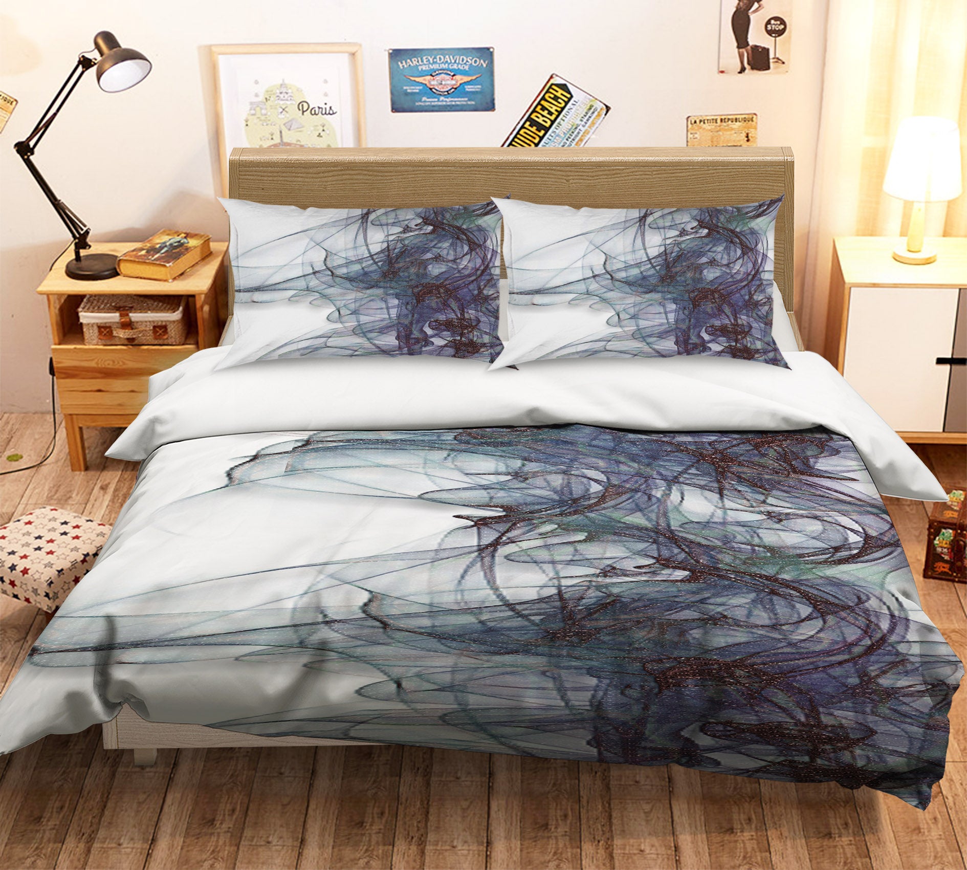3D Black Smoke 12120 Bed Pillowcases Quilt
