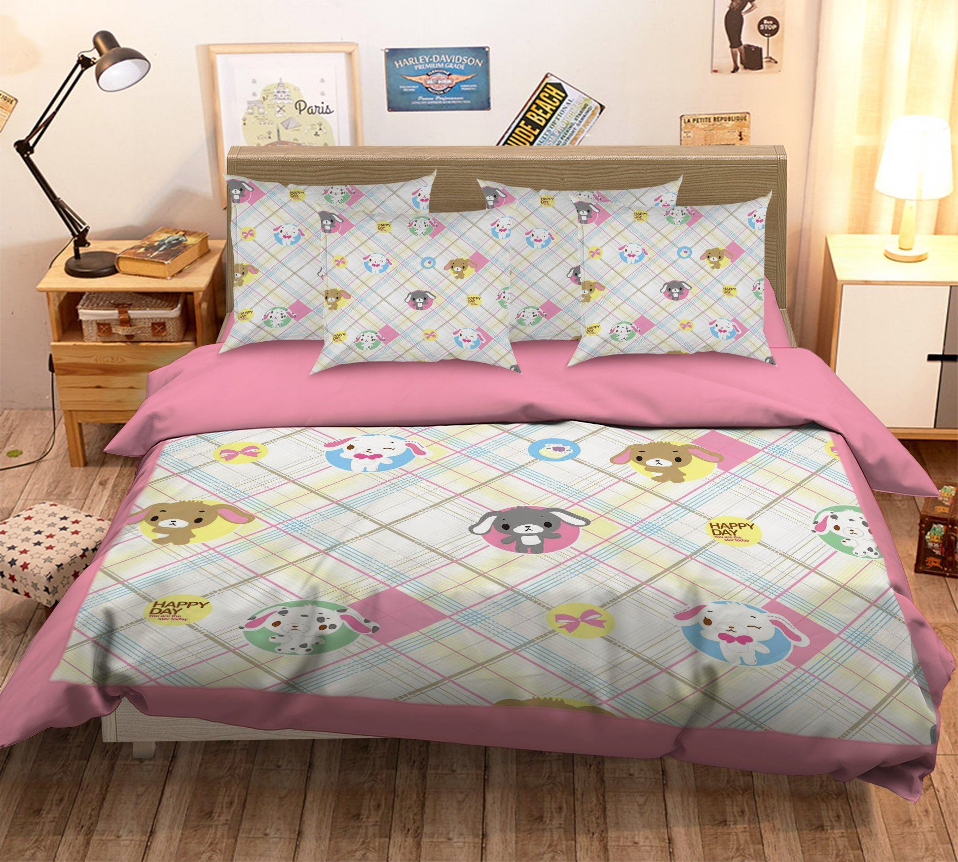 3D Long Ear Bears 107 Bed Pillowcases Quilt Wallpaper AJ Wallpaper 
