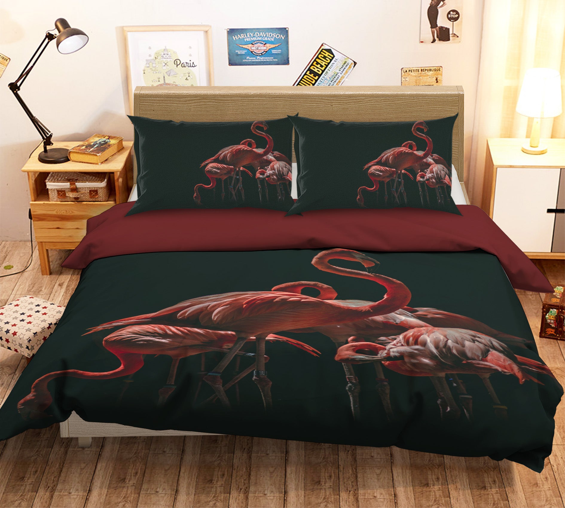 3D Pink Flamingo 016 Bed Pillowcases Quilt