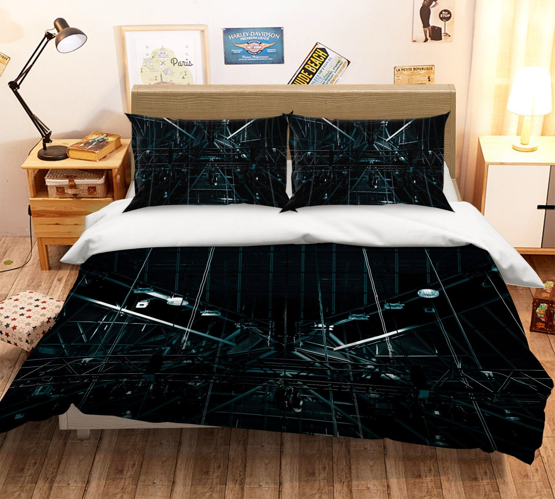 3D Steel Shelf 2010 Noirblanc777 Bedding Bed Pillowcases Quilt Quiet Covers AJ Creativity Home 