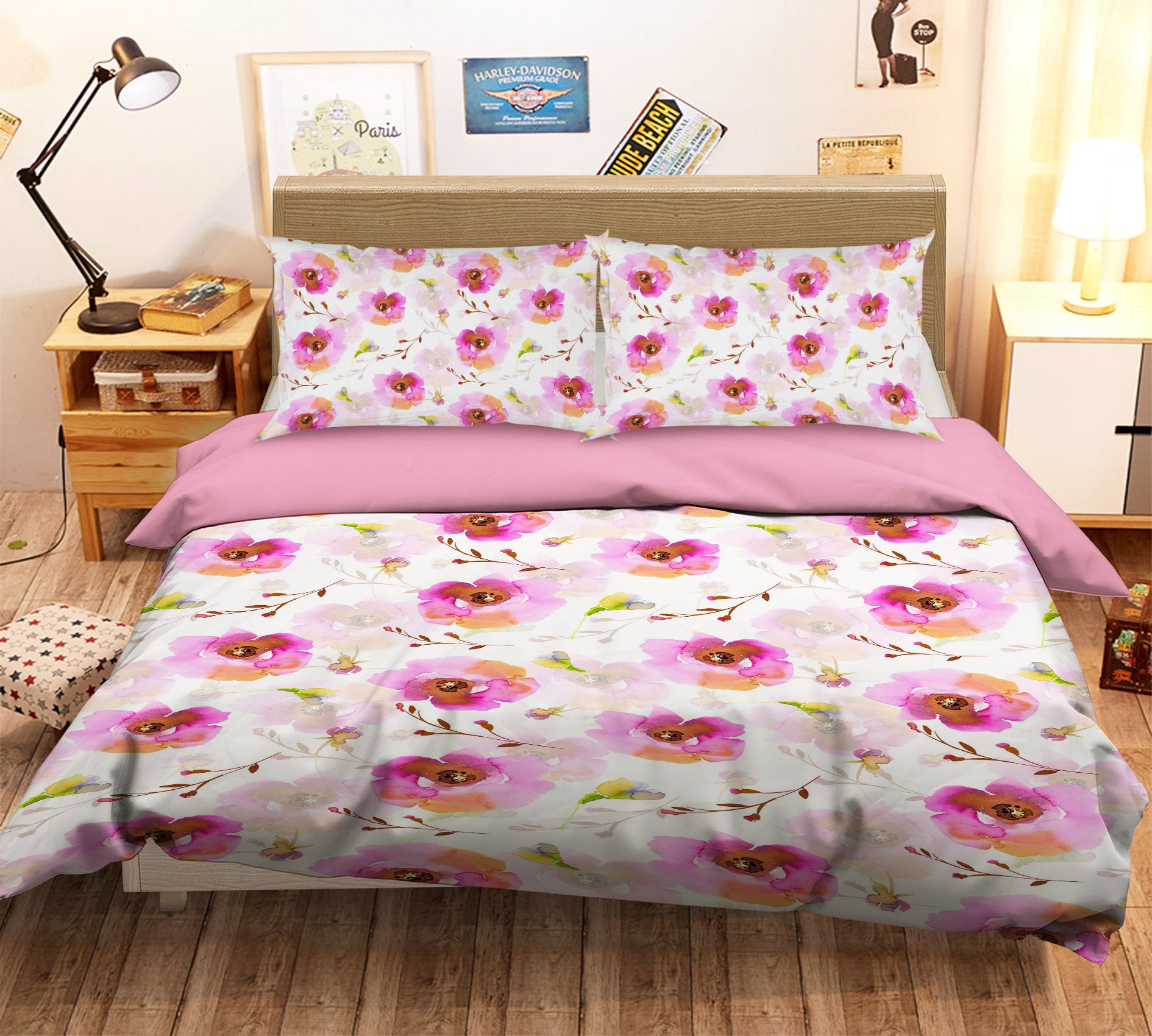3D Pink Flower 18178 Uta Naumann Bedding Bed Pillowcases Quilt