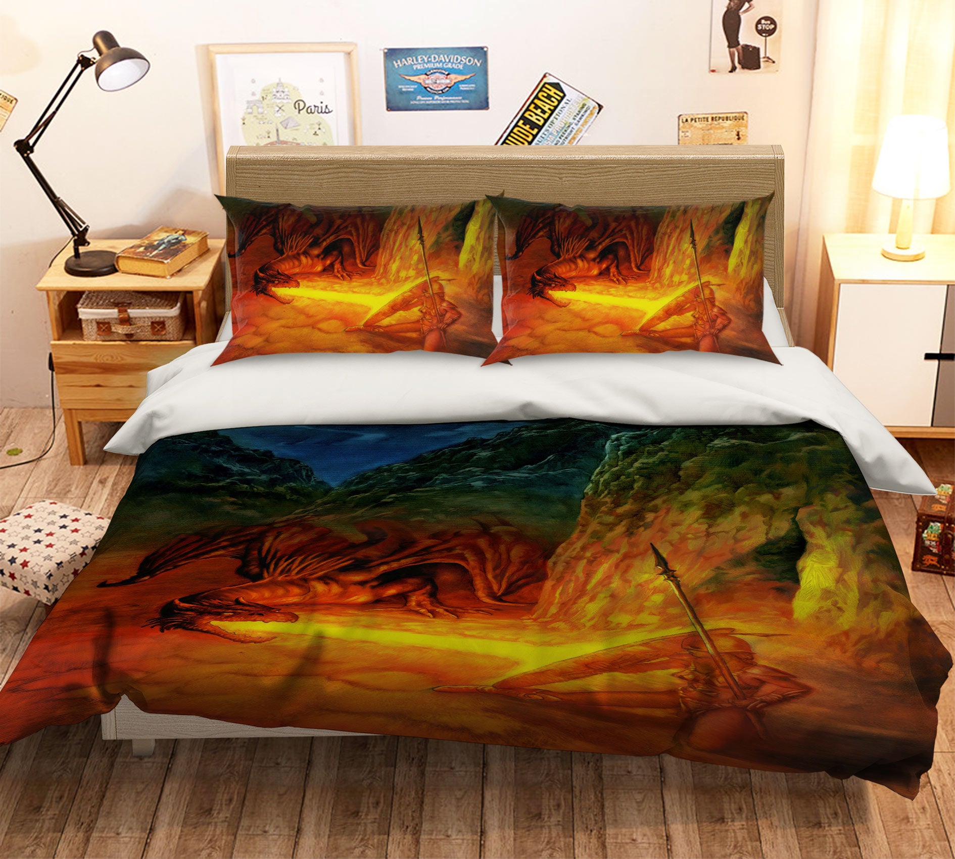 3D Fire Dragon 6229 Ciruelo Bedding Bed Pillowcases Quilt