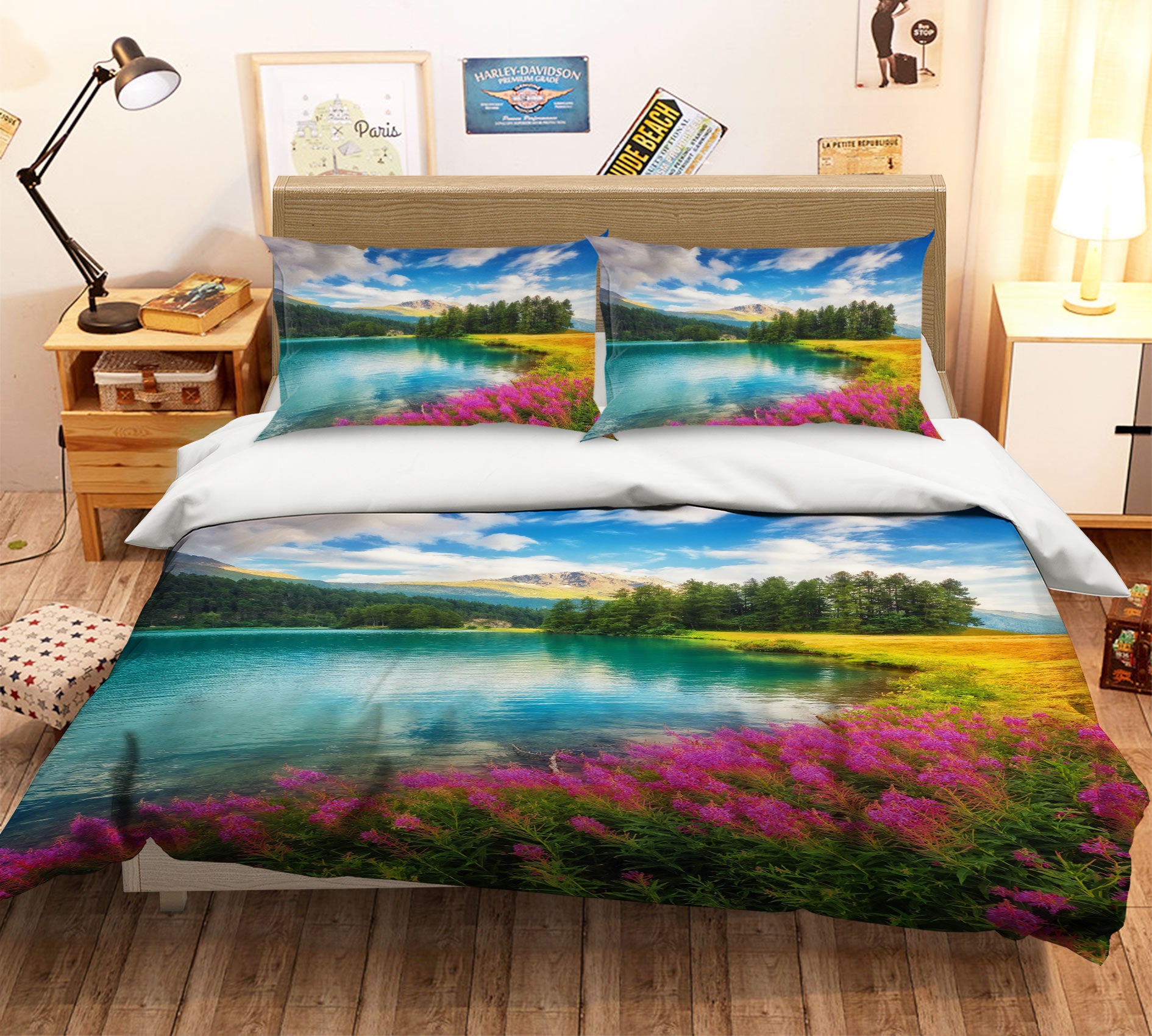 3D Flowers River 15107 Bed Pillowcases Quilt