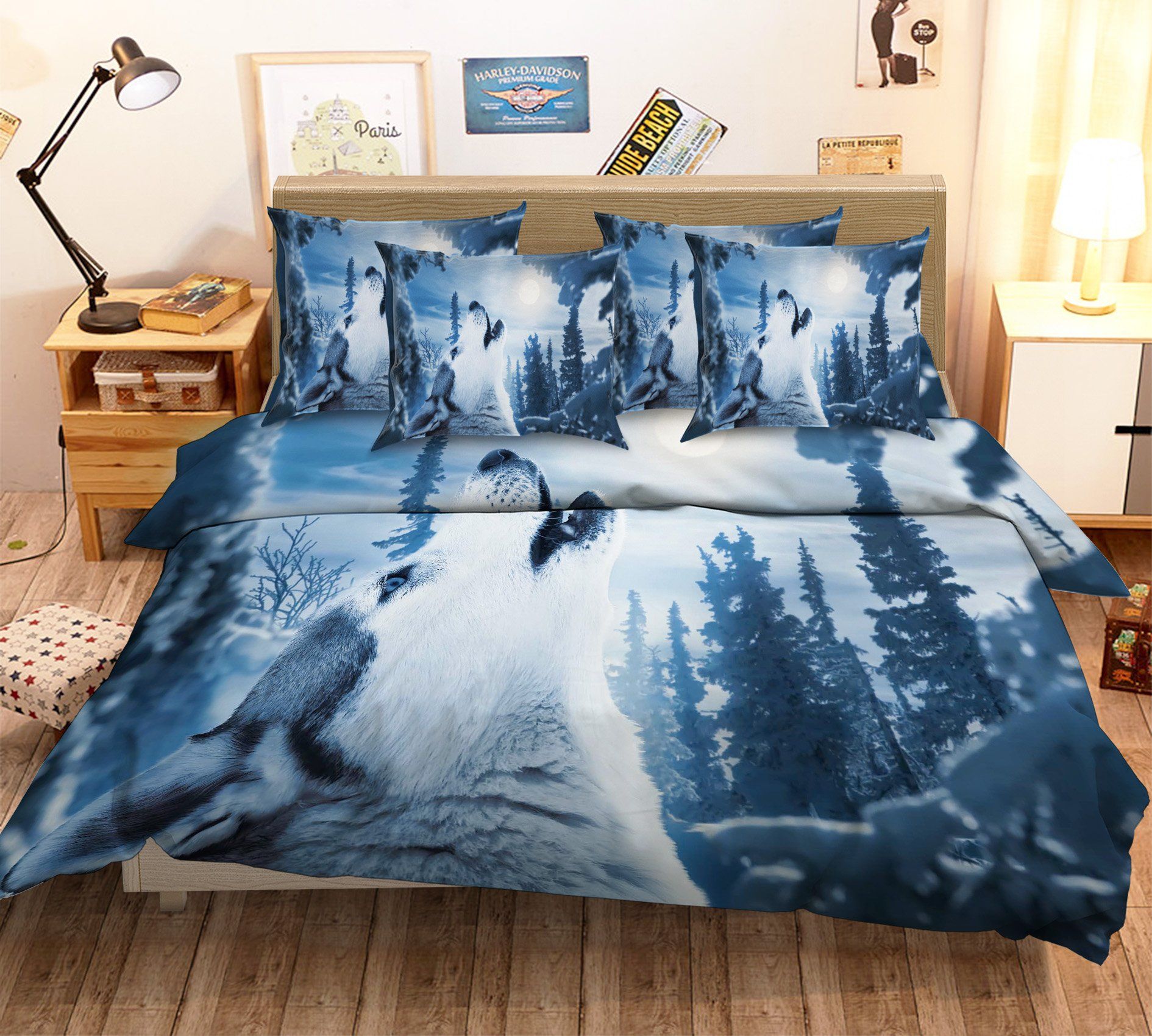 3D Forest Full Moon Wolf 111 Bed Pillowcases Quilt Wallpaper AJ Wallpaper 