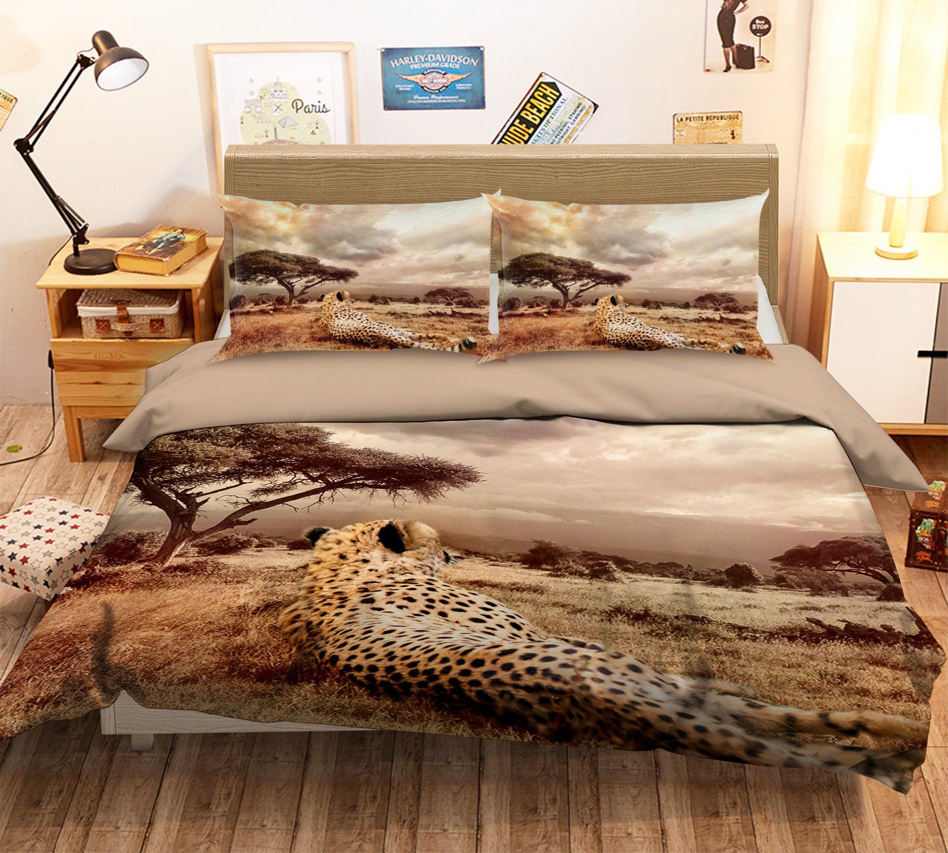 3D African Leopard 1925 Bed Pillowcases Quilt Quiet Covers AJ Creativity Home 