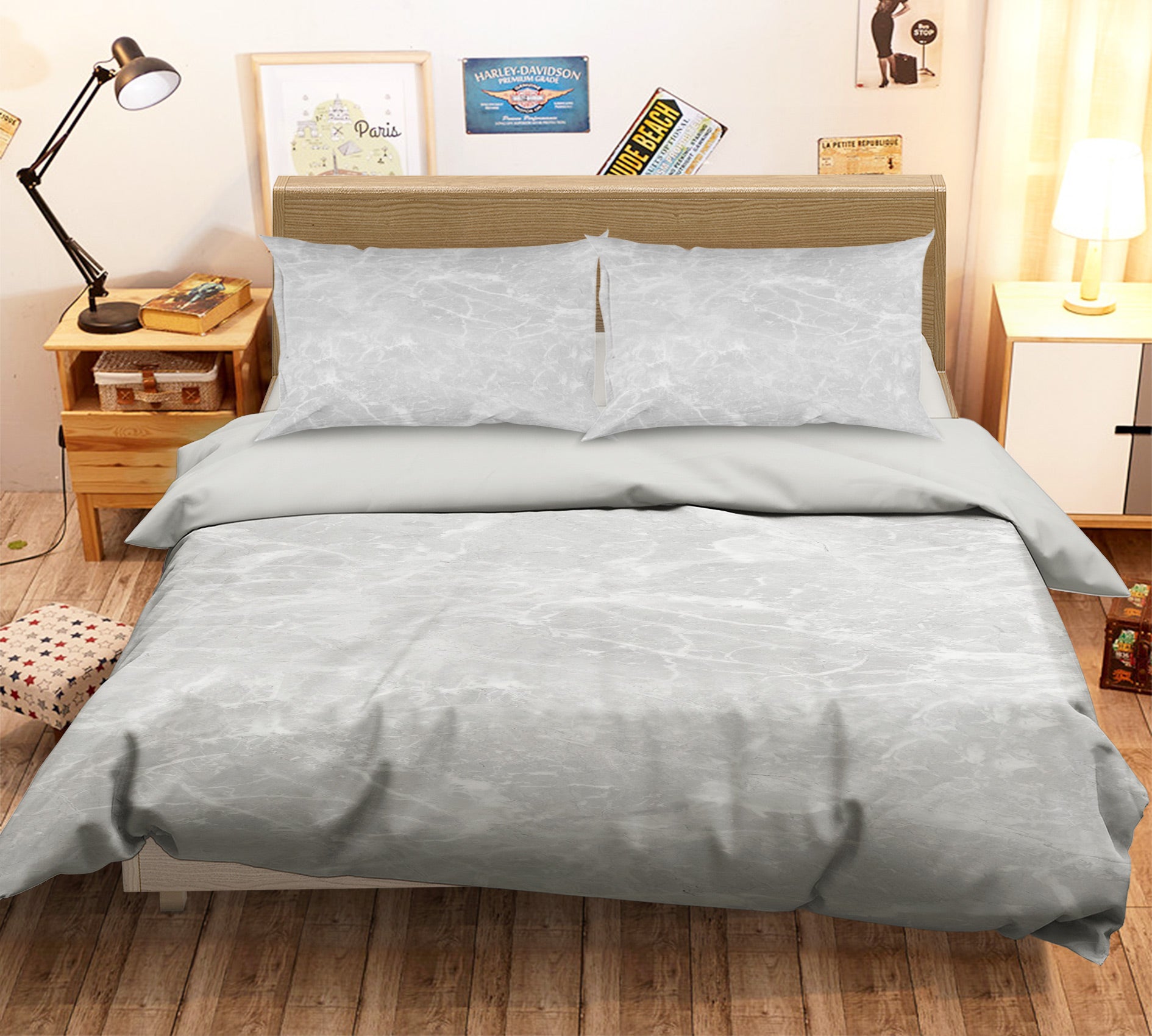 3D White Marble Pattern 16161 Bed Pillowcases Quilt