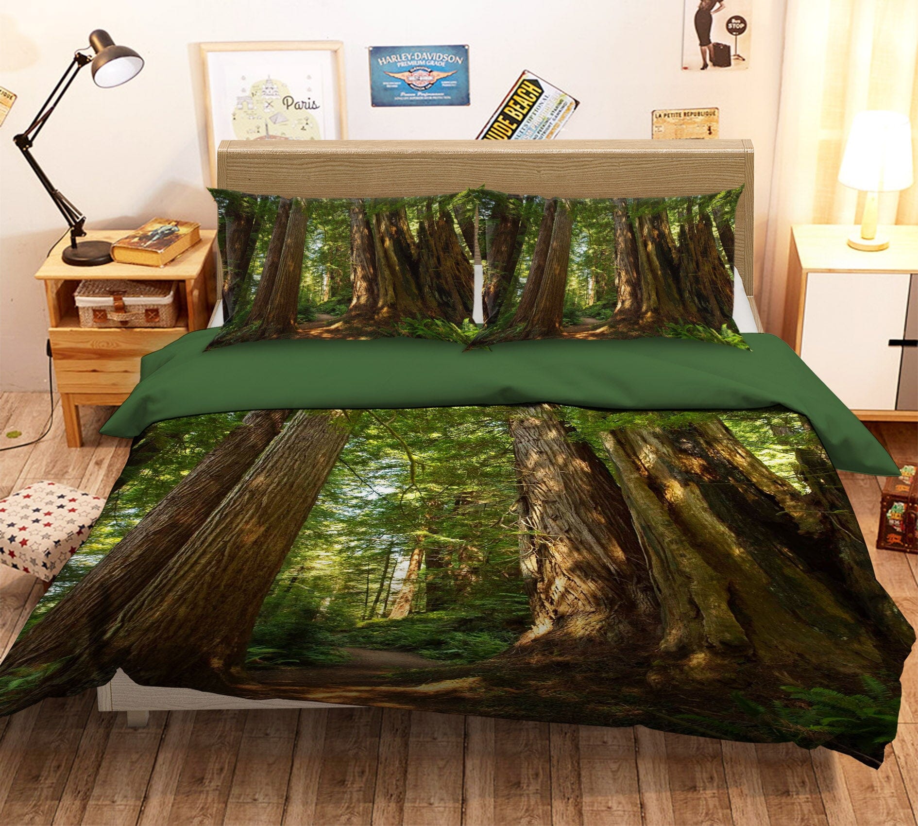 3D Redwood Pathway 2126 Kathy Barefield Bedding Bed Pillowcases Quilt Quiet Covers AJ Creativity Home 