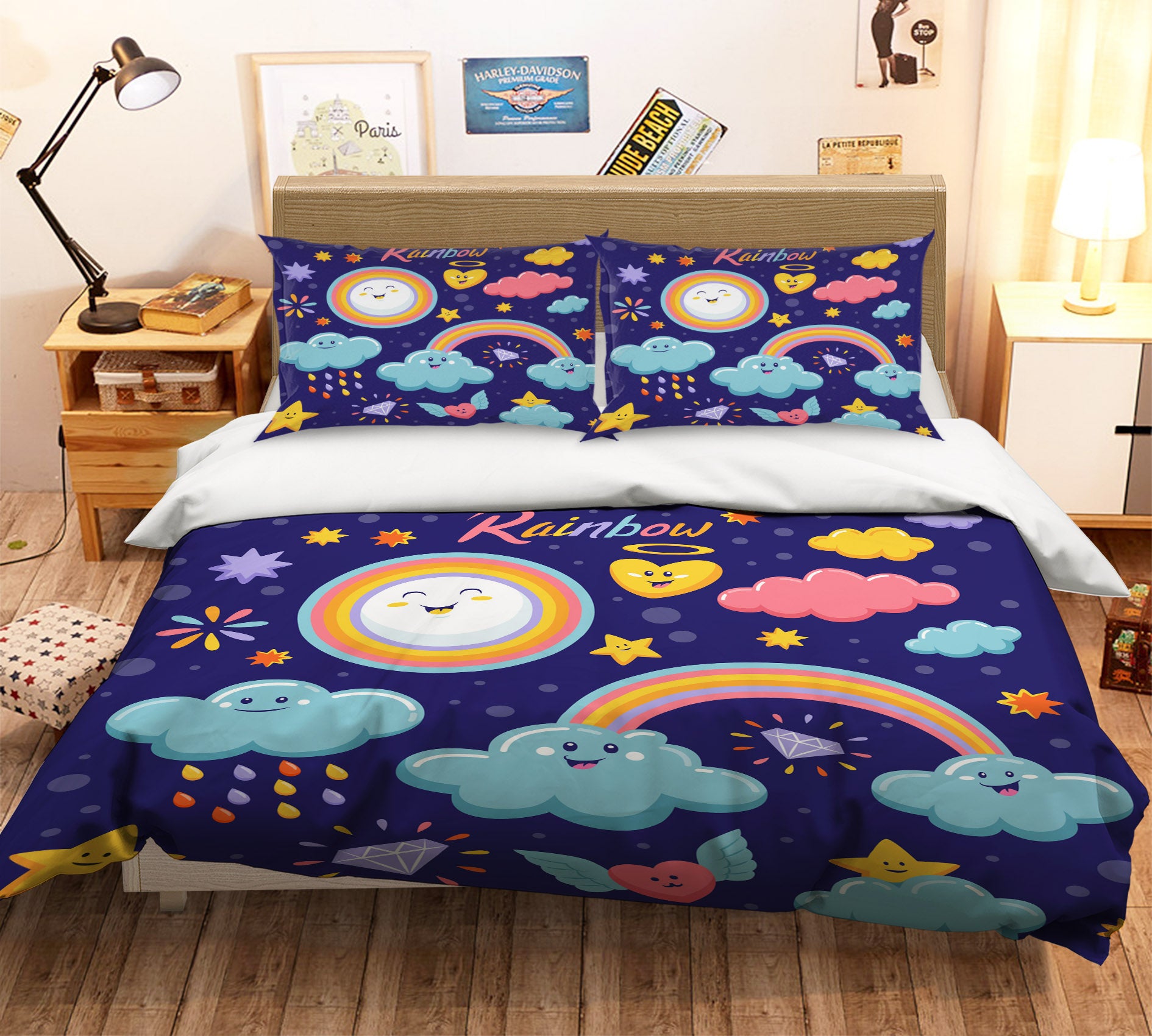 3D Sun Clouds 59071 Bed Pillowcases Quilt