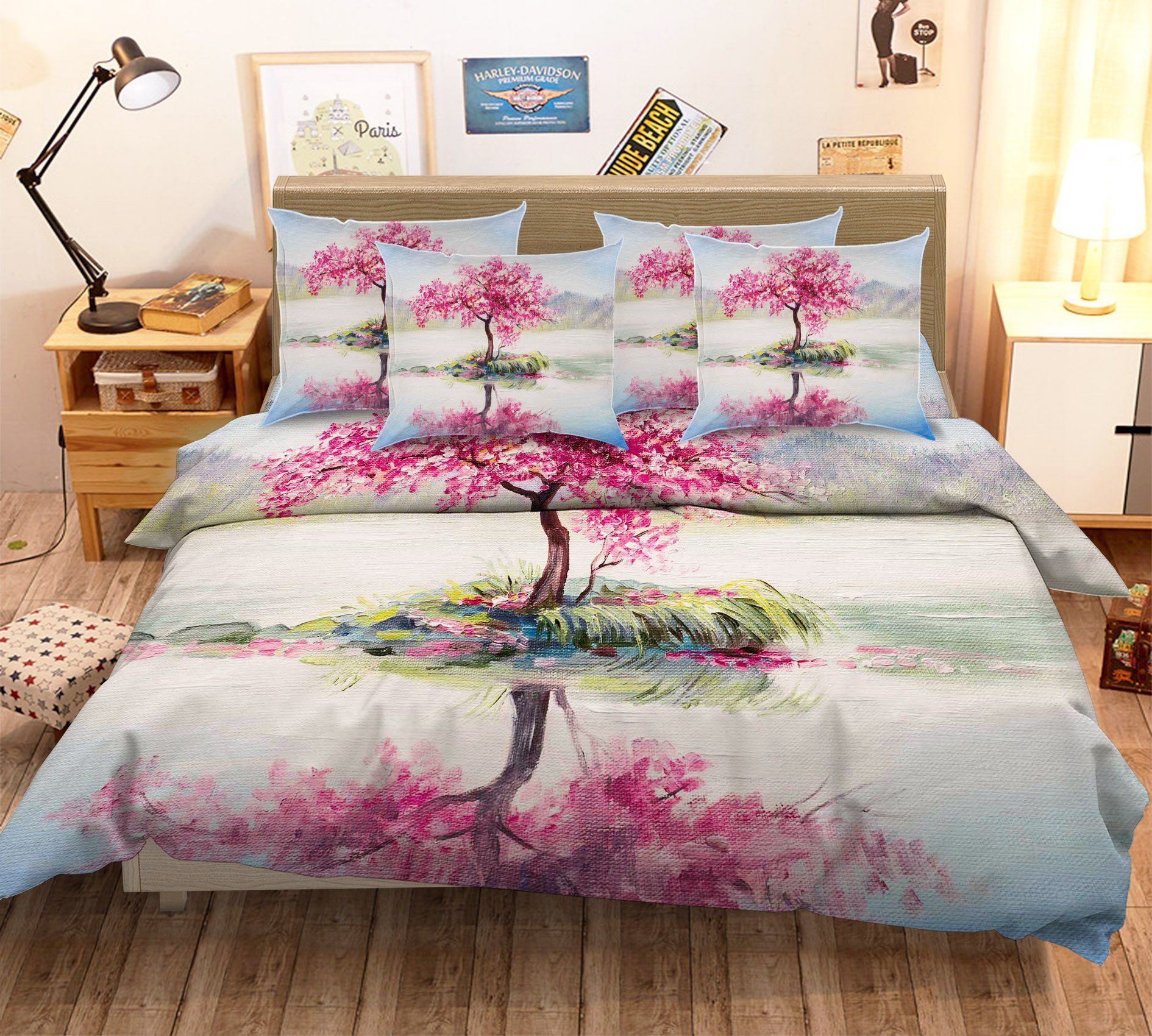 3D Tree Painting 32 Bed Pillowcases Quilt Wallpaper AJ Wallpaper 
