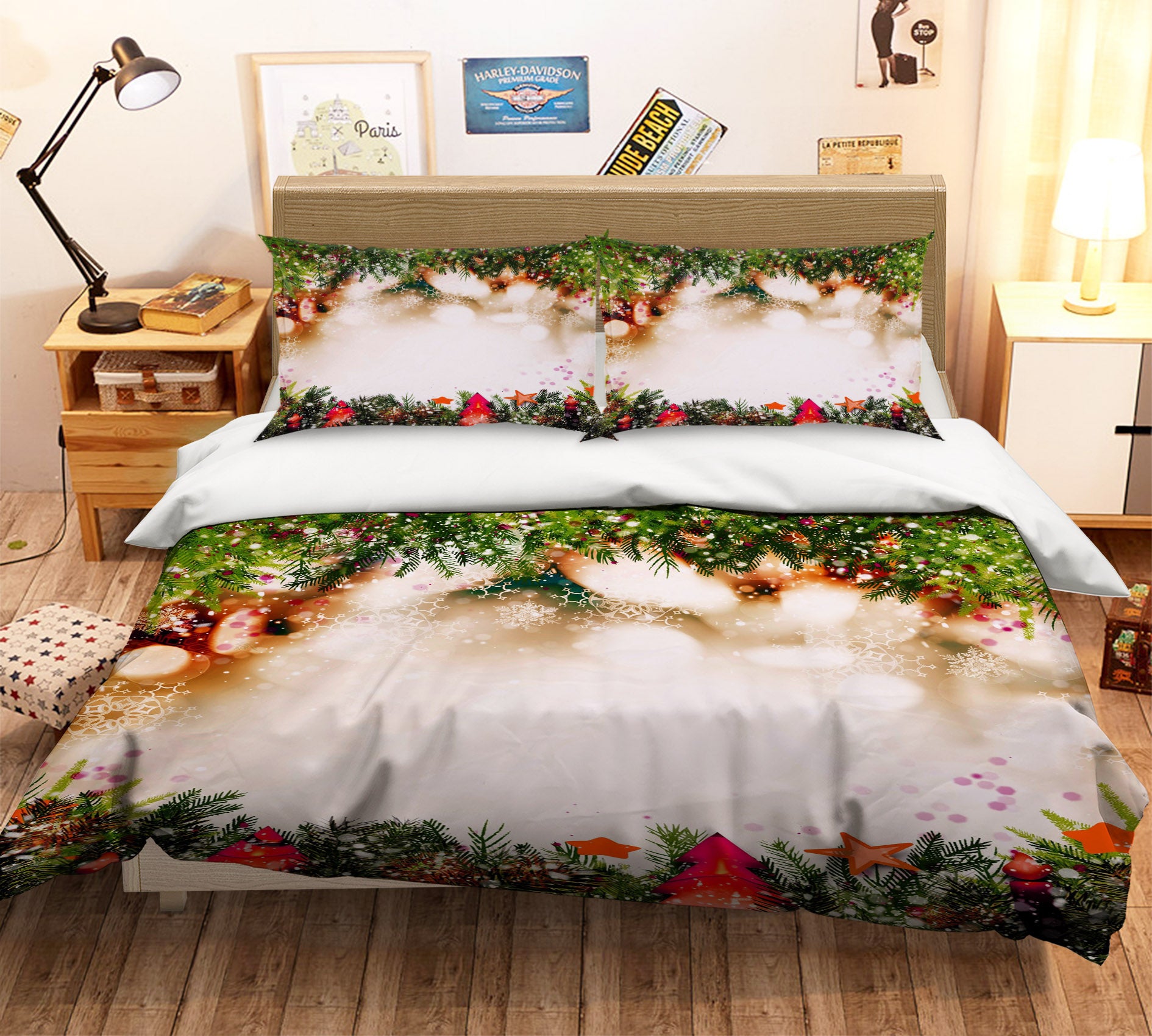 3D Branch Circle 51104 Christmas Quilt Duvet Cover Xmas Bed Pillowcases