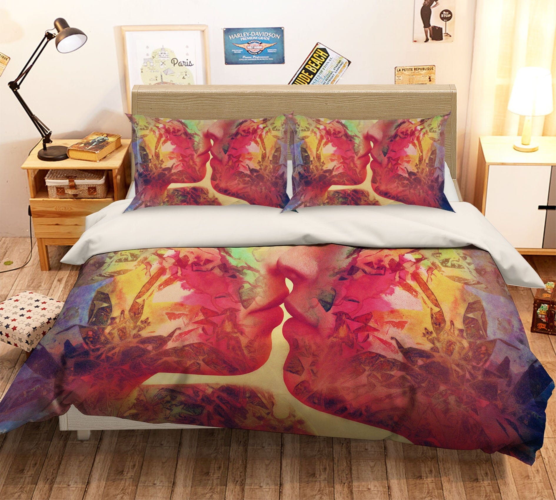3D Graffiti Love 2005 Marco Cavazzana Bedding Bed Pillowcases Quilt Quiet Covers AJ Creativity Home 
