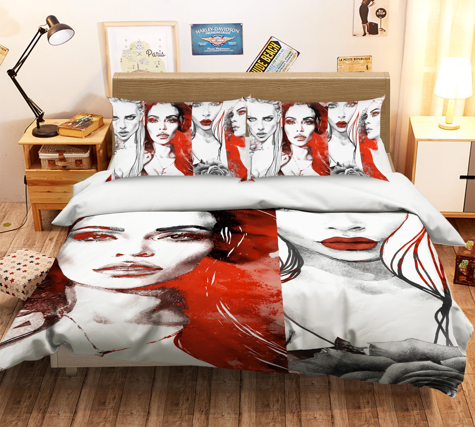 3D Graffiti Rose Women 023 Bed Pillowcases Quilt