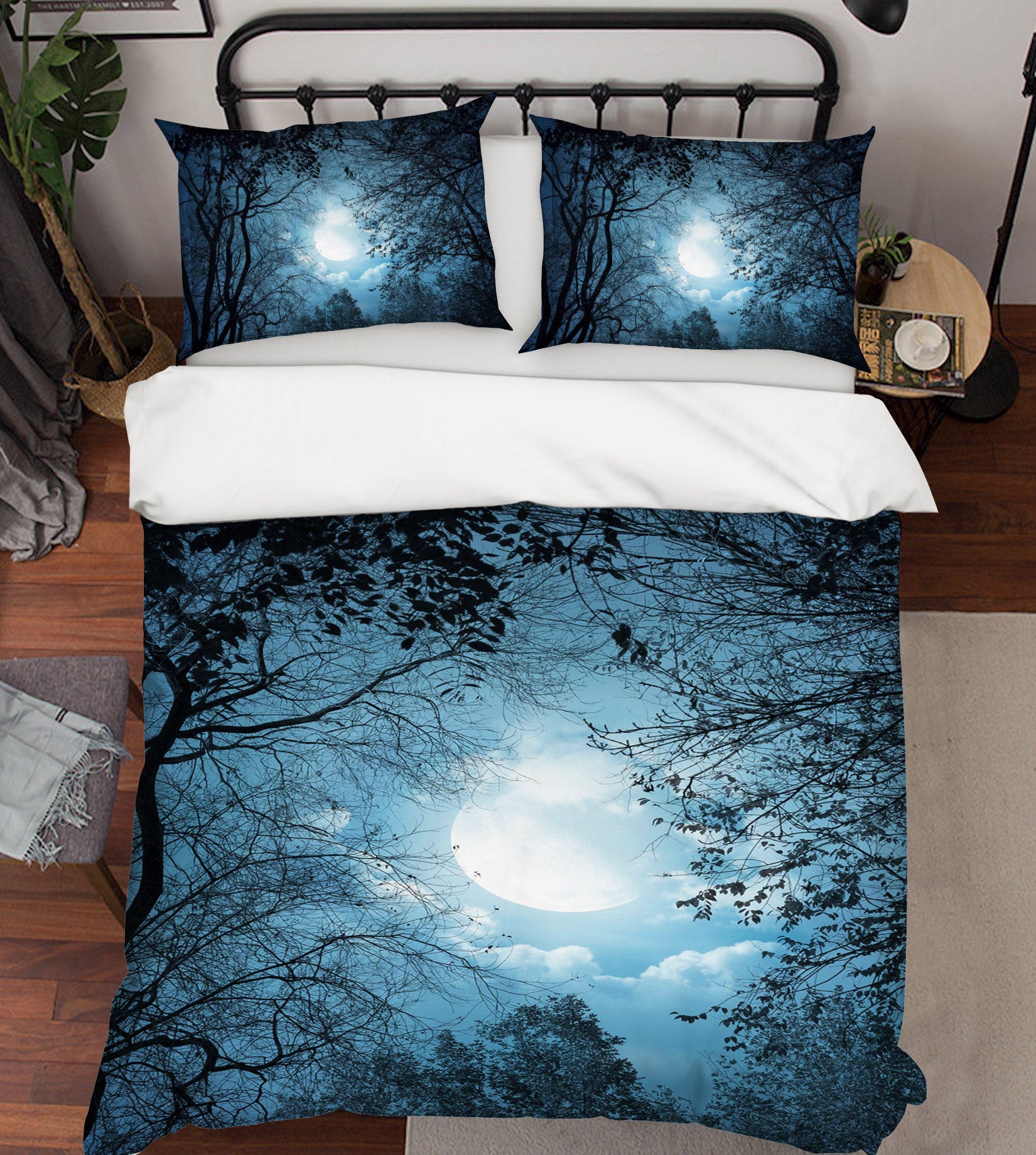 3D Forest Moon 062 Bed Pillowcases Quilt