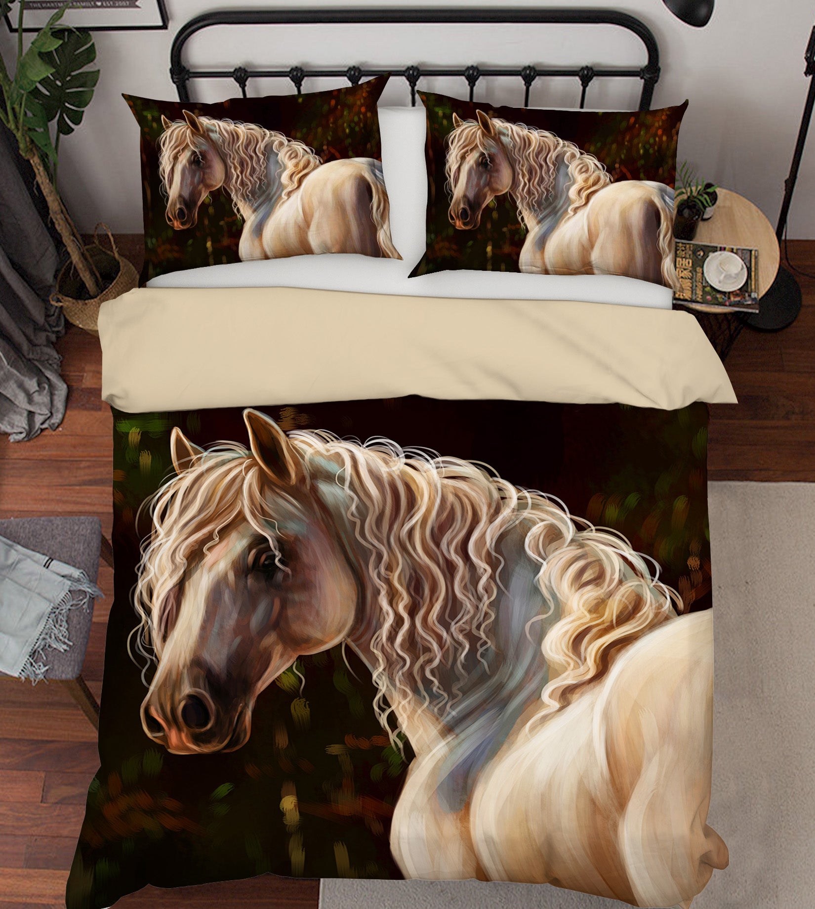 3D Curly Horse 032 Bed Pillowcases Quilt