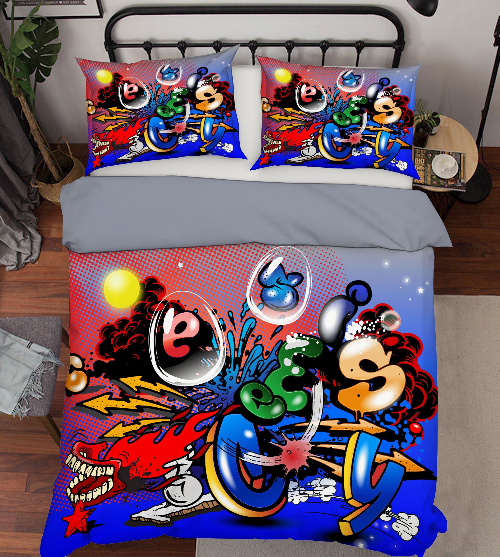 3D Colorful Graffiti Font 60072 Bed Pillowcases Quilt