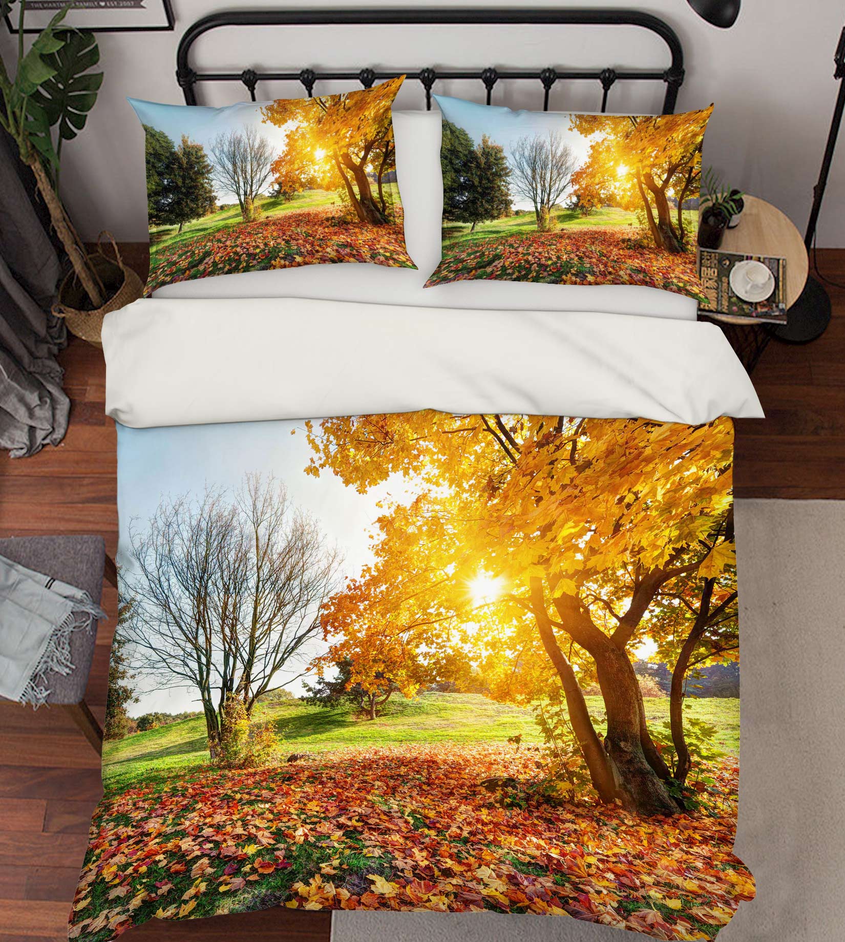 3D Yellow Leaves 59091 Bed Pillowcases Quilt
