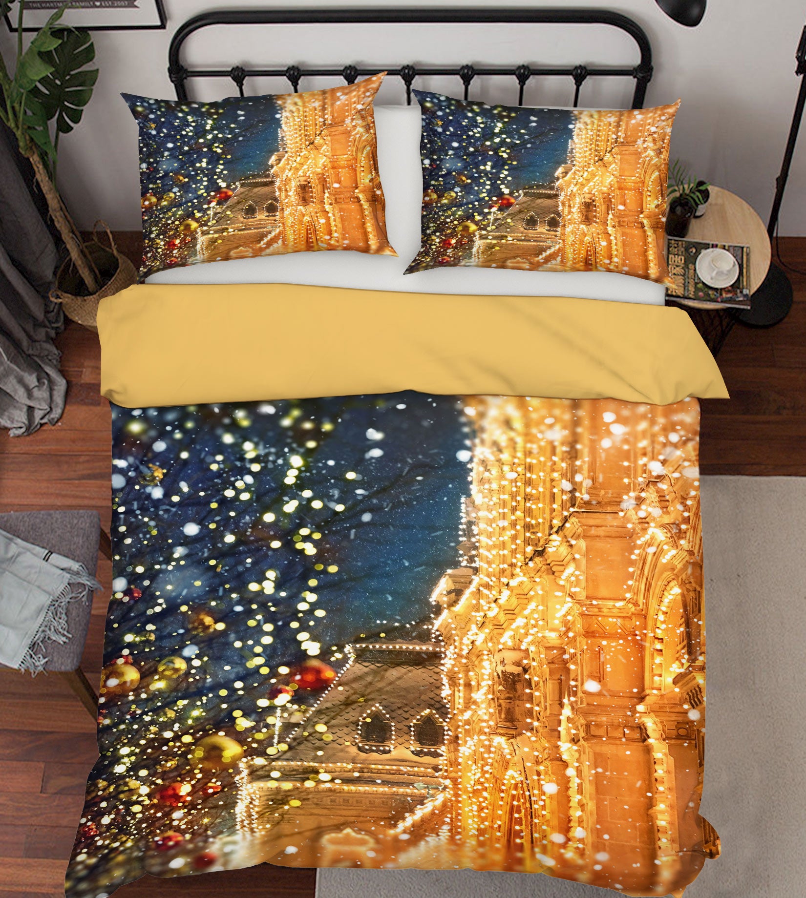 3D Light Golden Building 51038 Christmas Quilt Duvet Cover Xmas Bed Pillowcases
