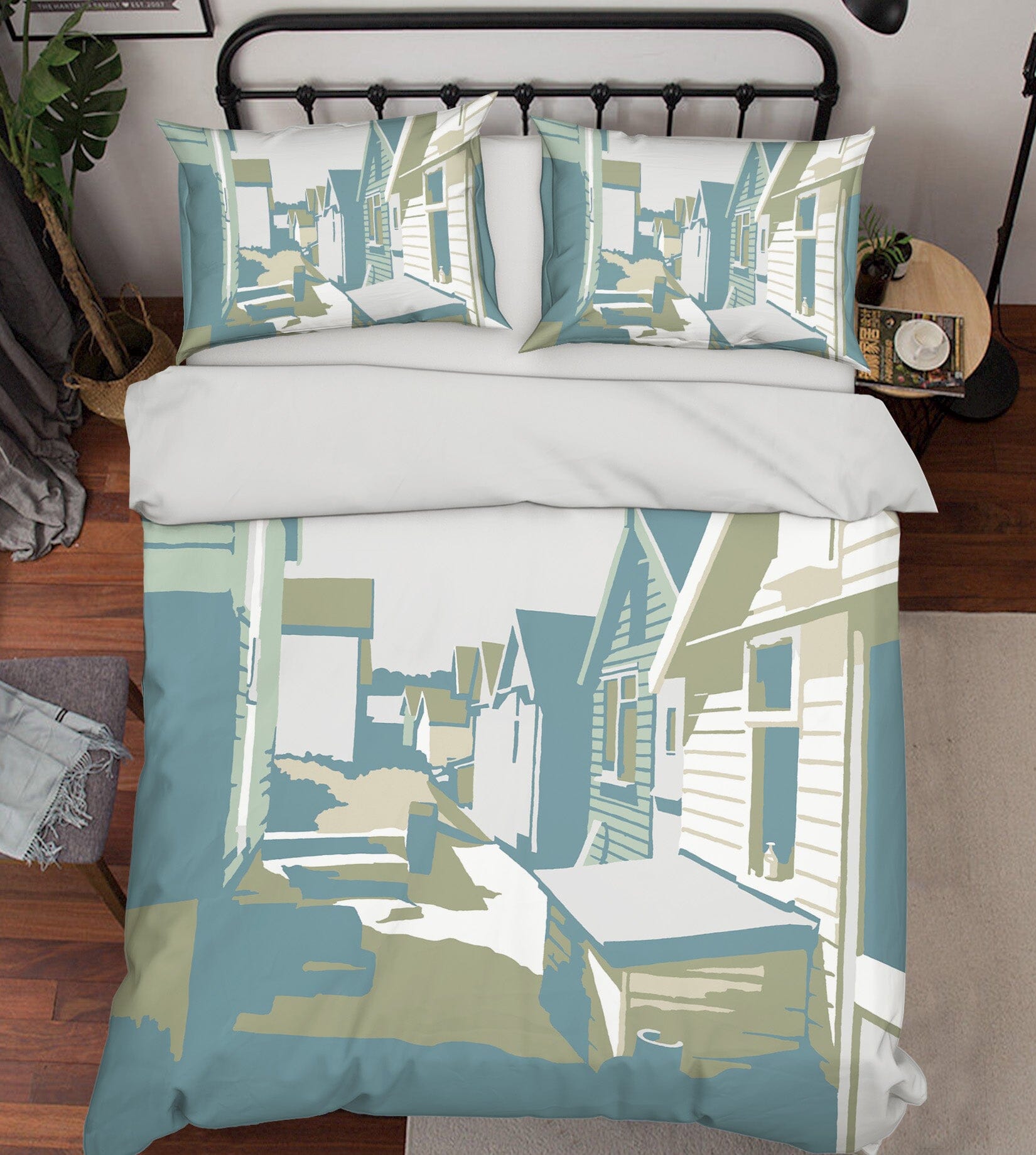 3D Mudeford Beach Huts 2029 Steve Read Bedding Bed Pillowcases Quilt Quiet Covers AJ Creativity Home 
