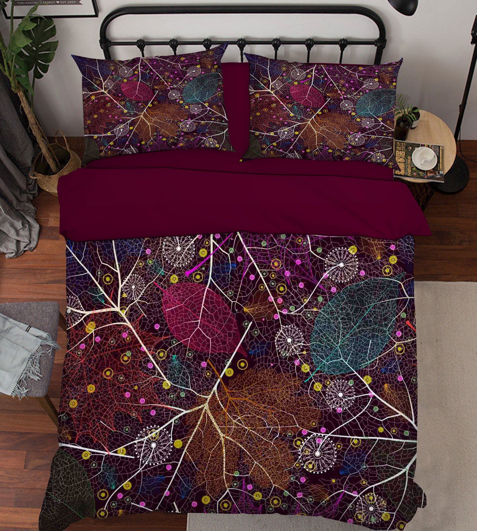 3D Colorful Leaves Pattern 328 Bed Pillowcases Quilt Wallpaper AJ Wallpaper 