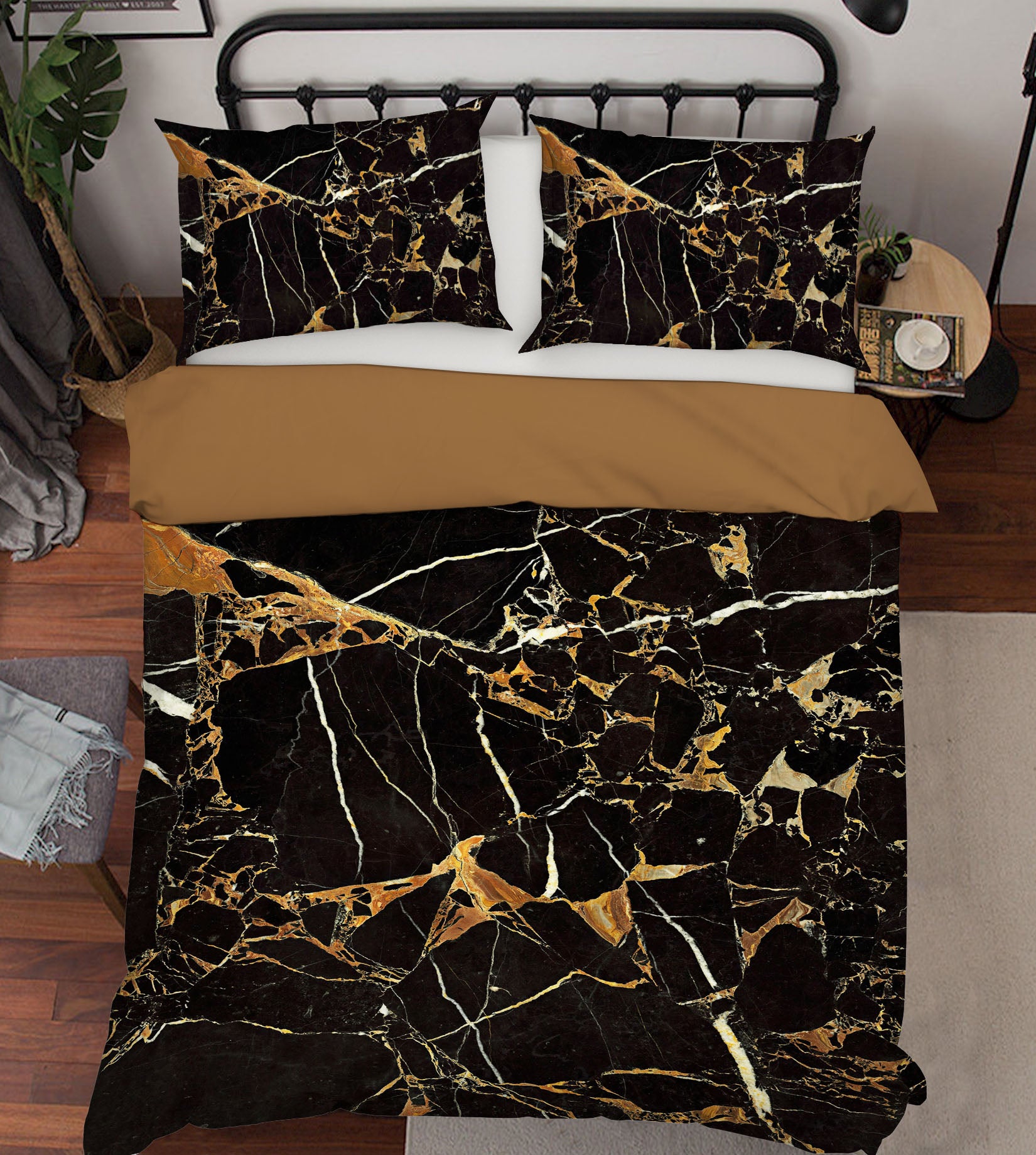 3D Black Marble Pattern 16055 Bed Pillowcases Quilt