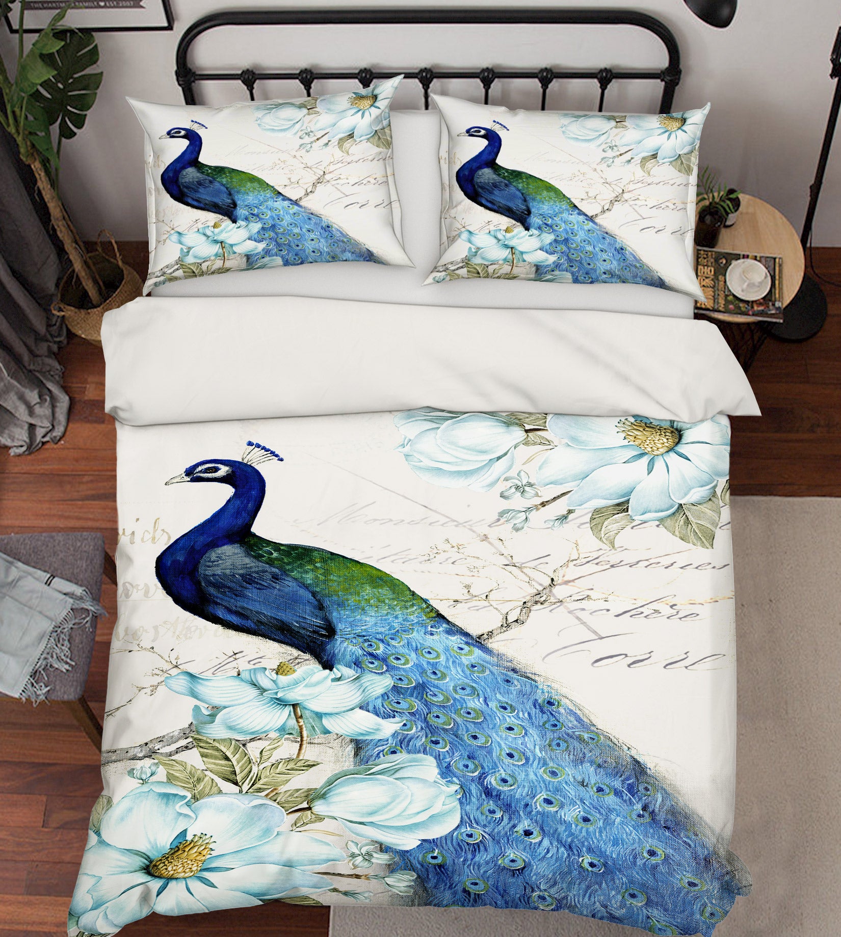 3D Peacock Flower Branch 16086 Bed Pillowcases Quilt