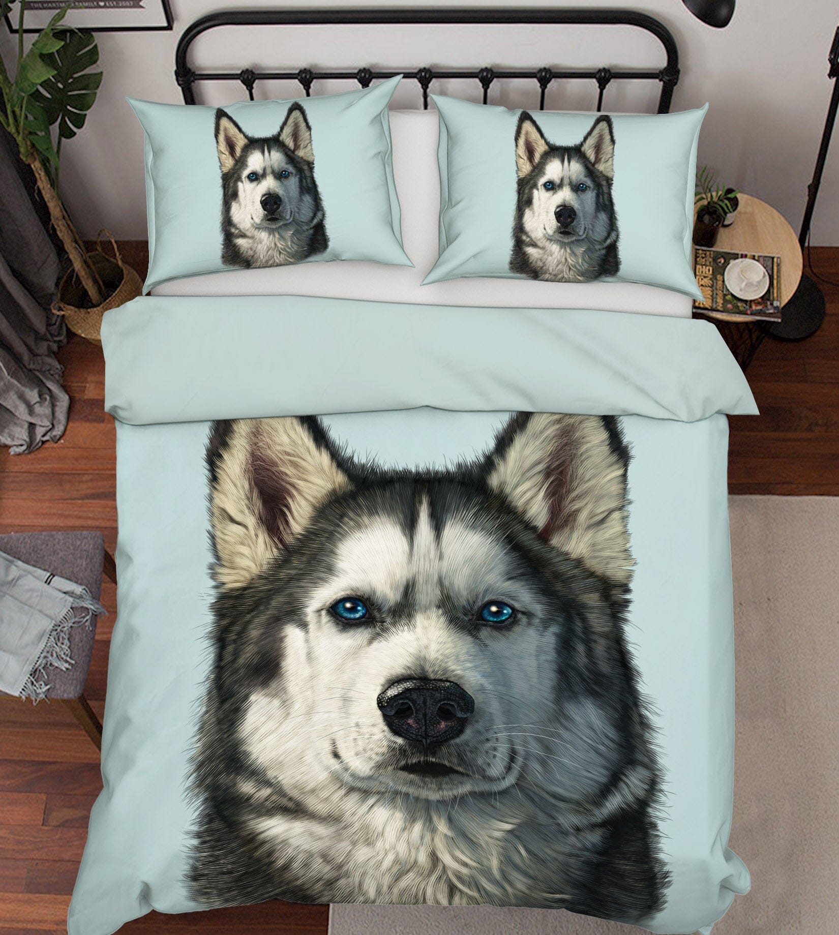 3D Husky Portrait 052 Bed Pillowcases Quilt Exclusive Designer Vincent Quiet Covers AJ Creativity Home 