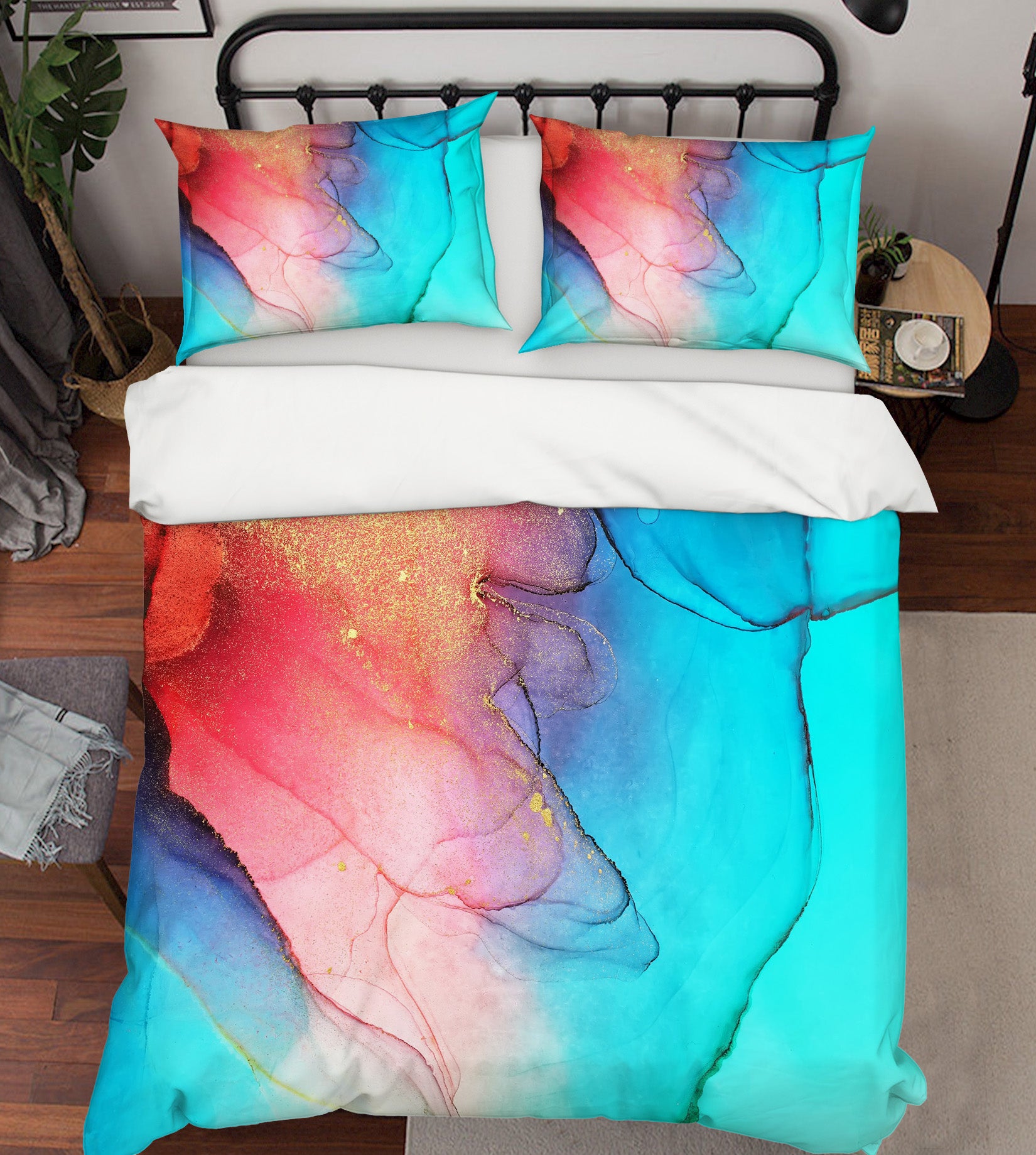 3D Red Blue 60133 Bed Pillowcases Quilt