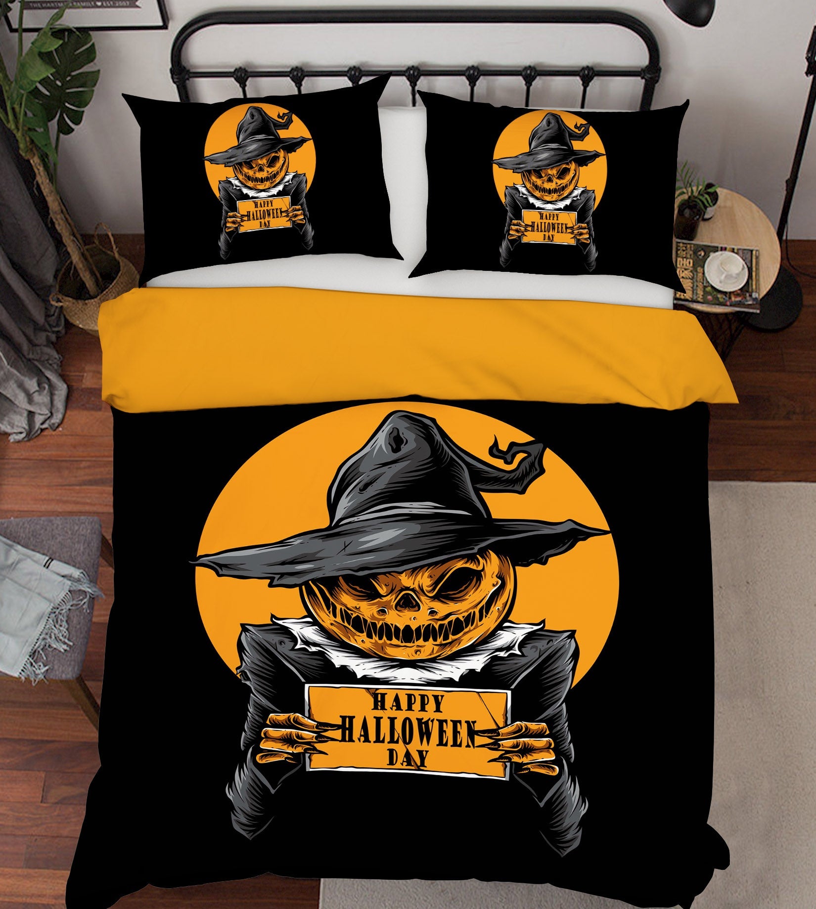 3D Pumpkin Man 1207 Halloween Bed Pillowcases Quilt Quiet Covers AJ Creativity Home 