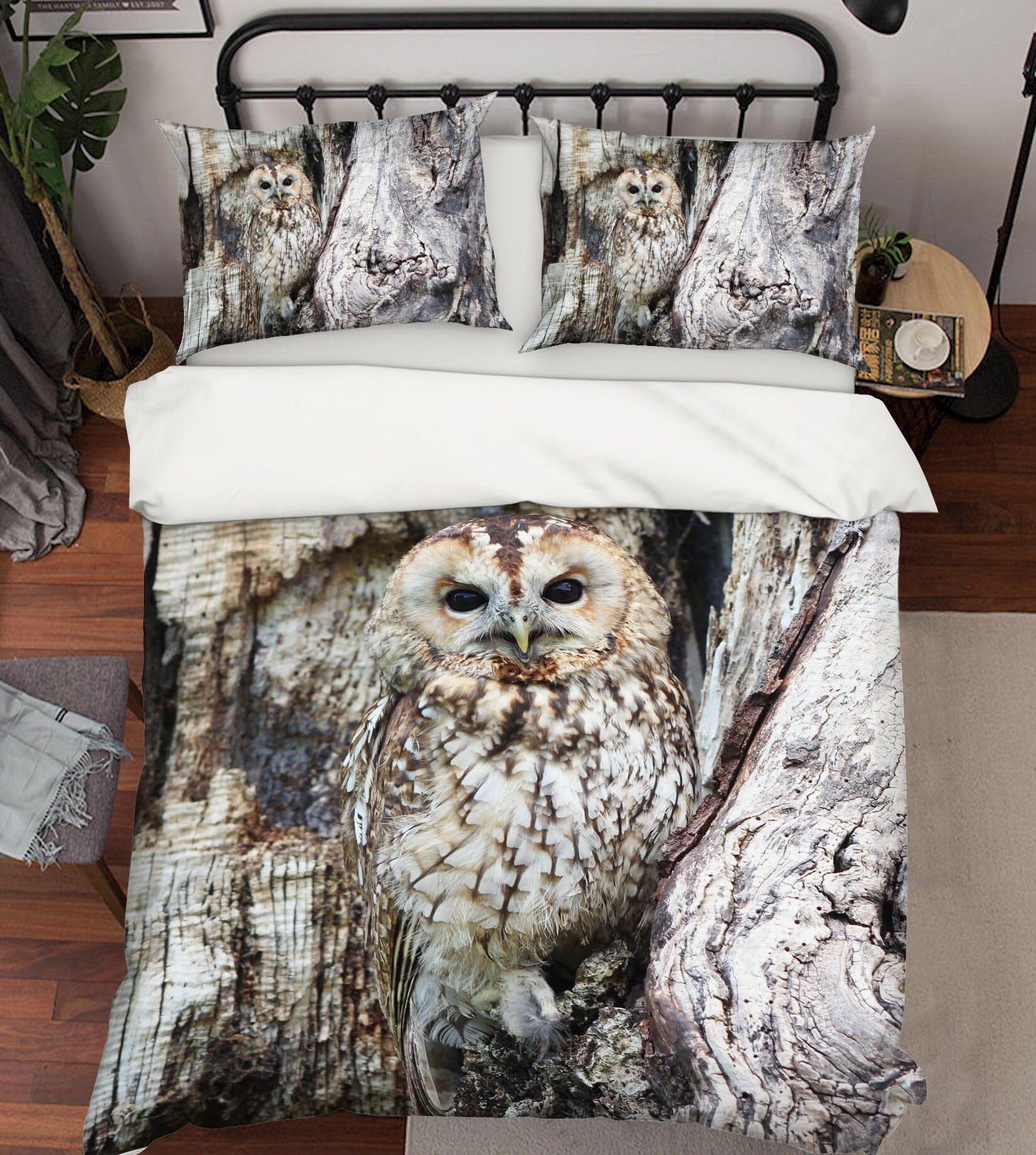 3D Owl 1932 Bed Pillowcases Quilt Quiet Covers AJ Creativity Home 