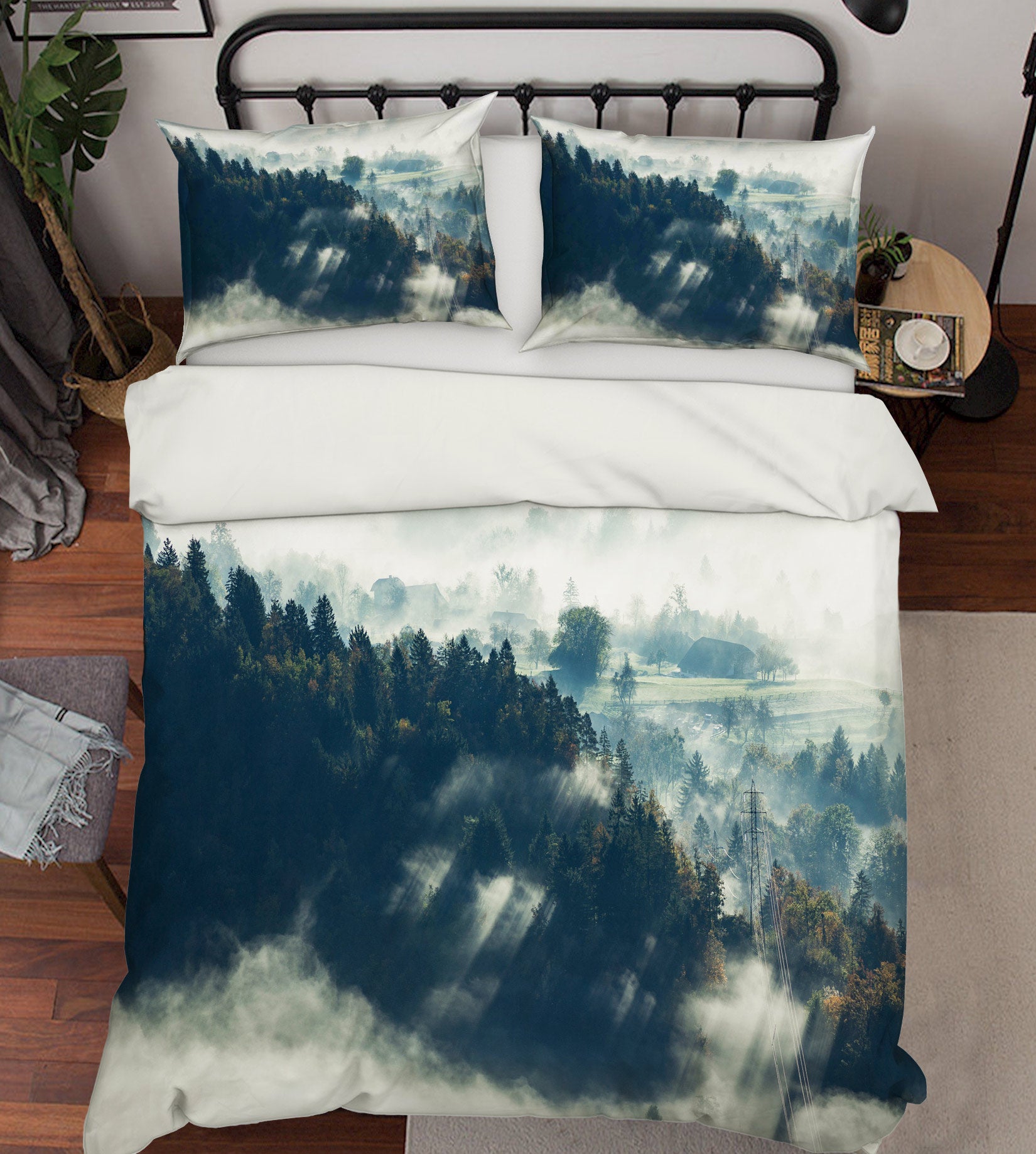 3D Mountain Forest 59173 Bed Pillowcases Quilt