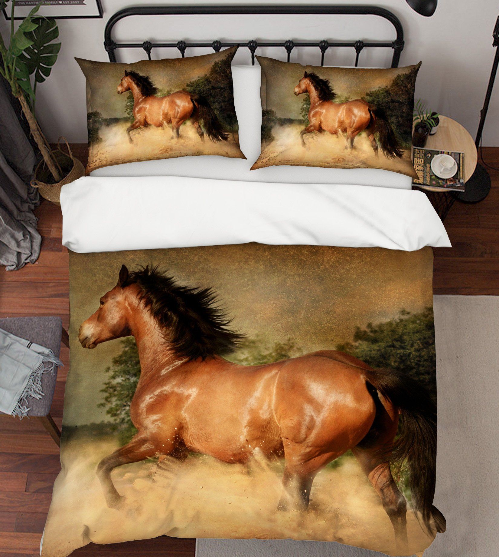 3D Horse Running 1977 Bed Pillowcases Quilt Quiet Covers AJ Creativity Home 