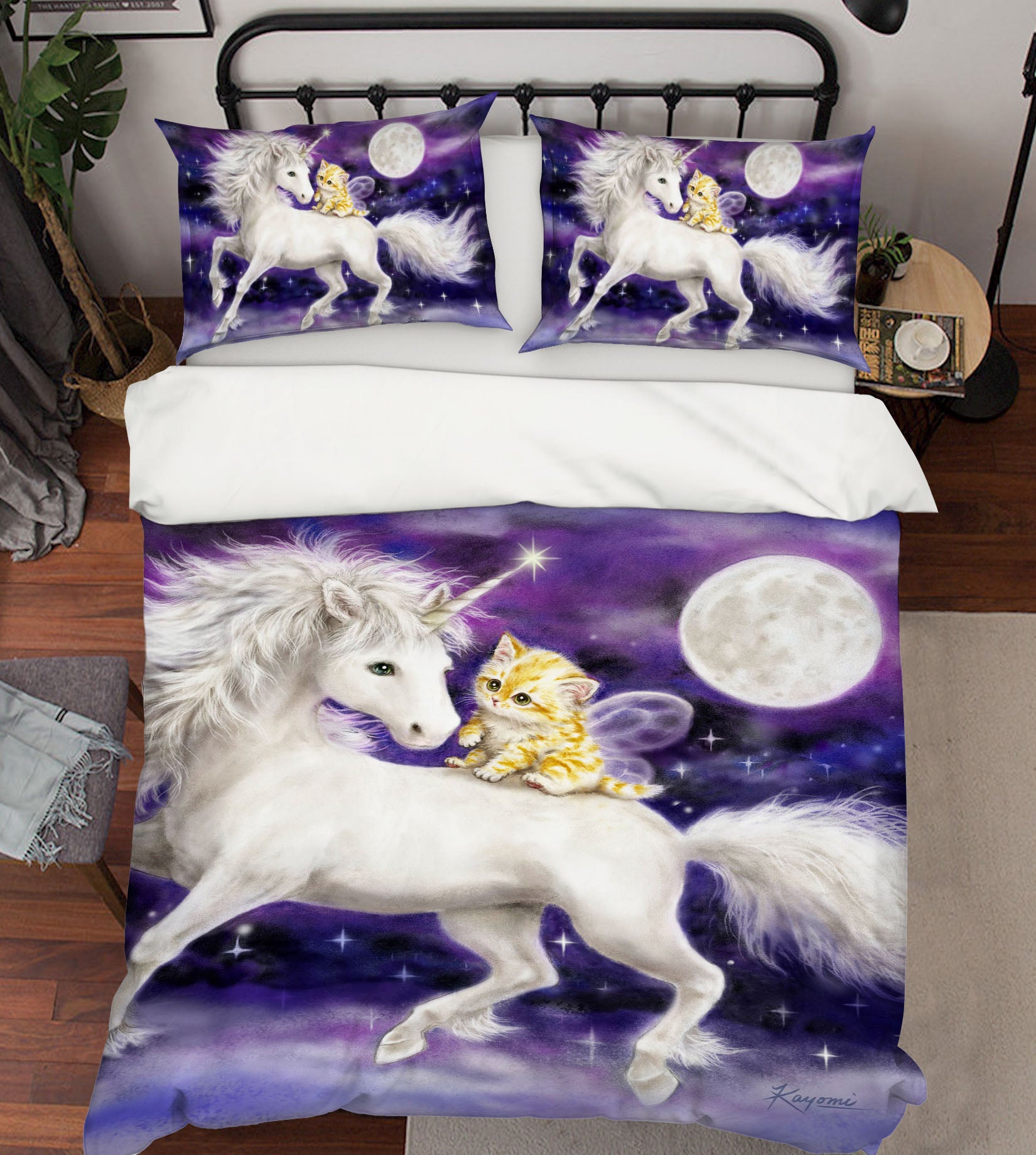 3D Unicorn Cat 5873 Kayomi Harai Bedding Bed Pillowcases Quilt Cover Duvet Cover
