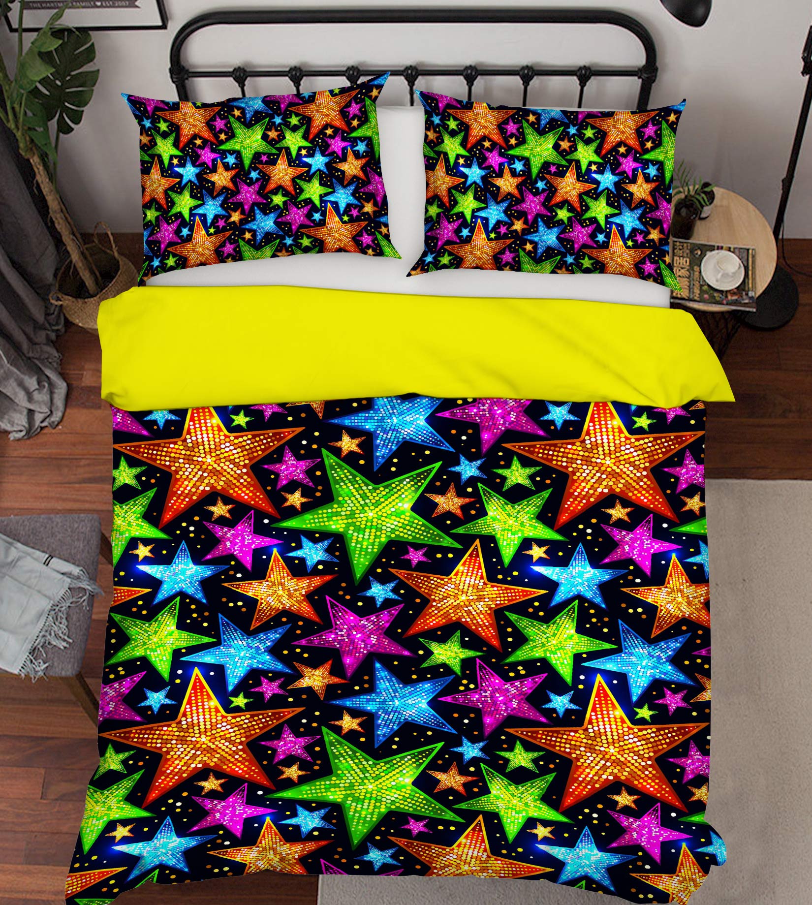 3D Colored Five-Pointed Star 13215 Bed Pillowcases Quilt