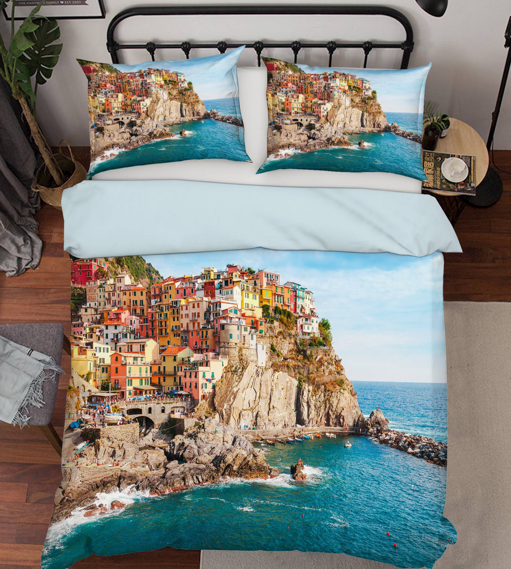 3D Sea Stone Houses 59112 Bed Pillowcases Quilt