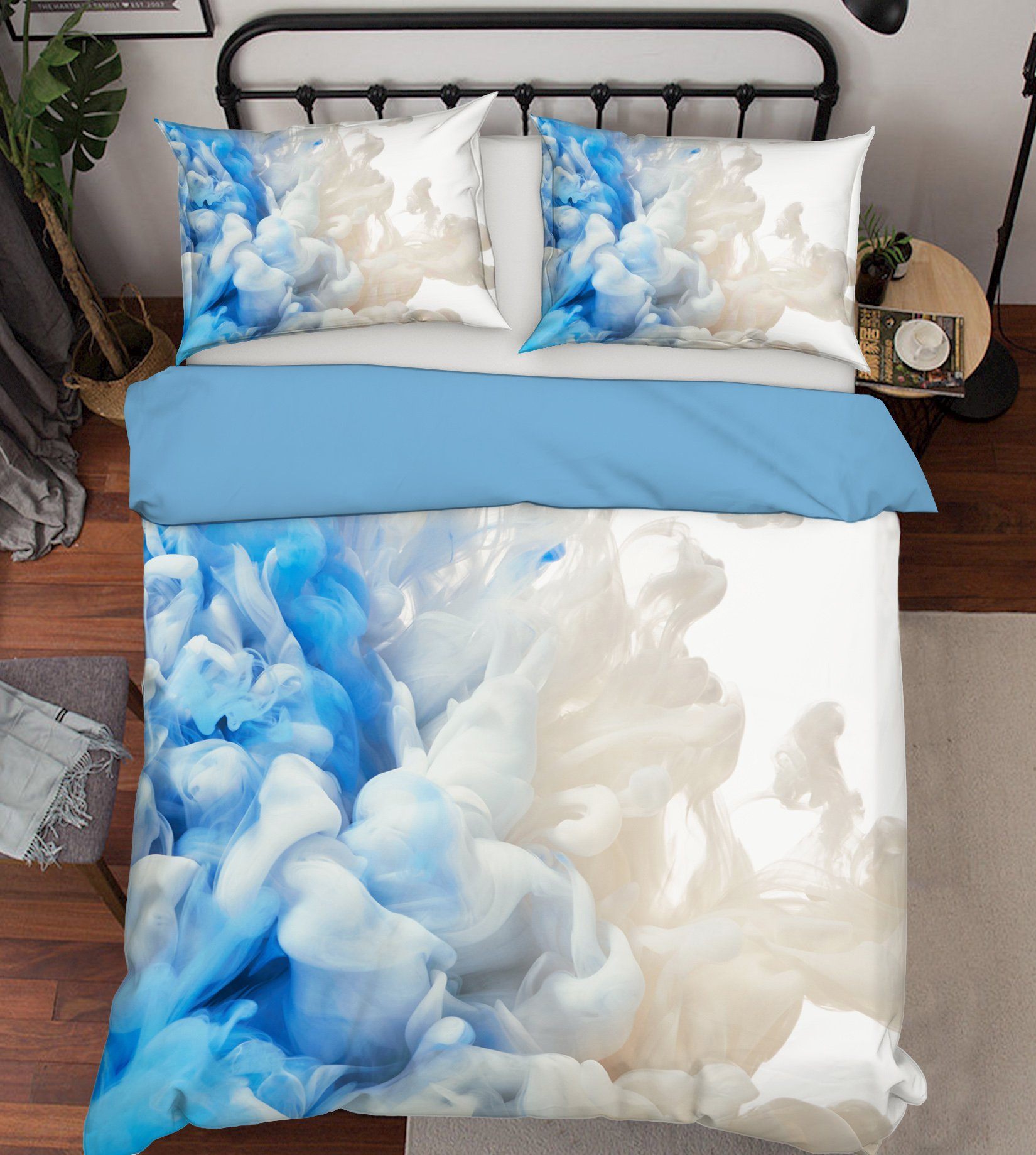 3D Gouache Blue Flow 031 Bed Pillowcases Quilt Wallpaper AJ Wallpaper 