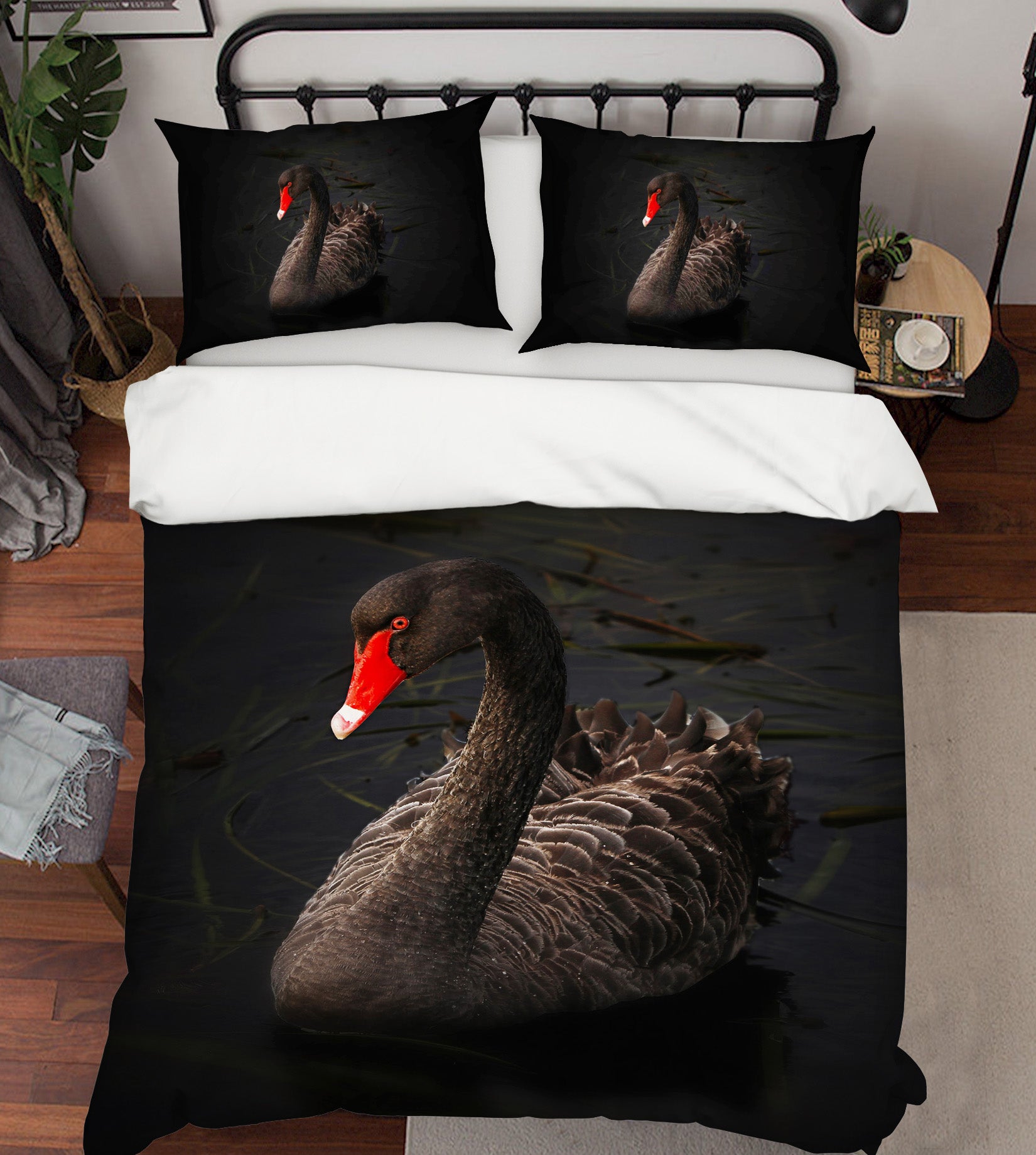 3D Black Swan 026 Bed Pillowcases Quilt