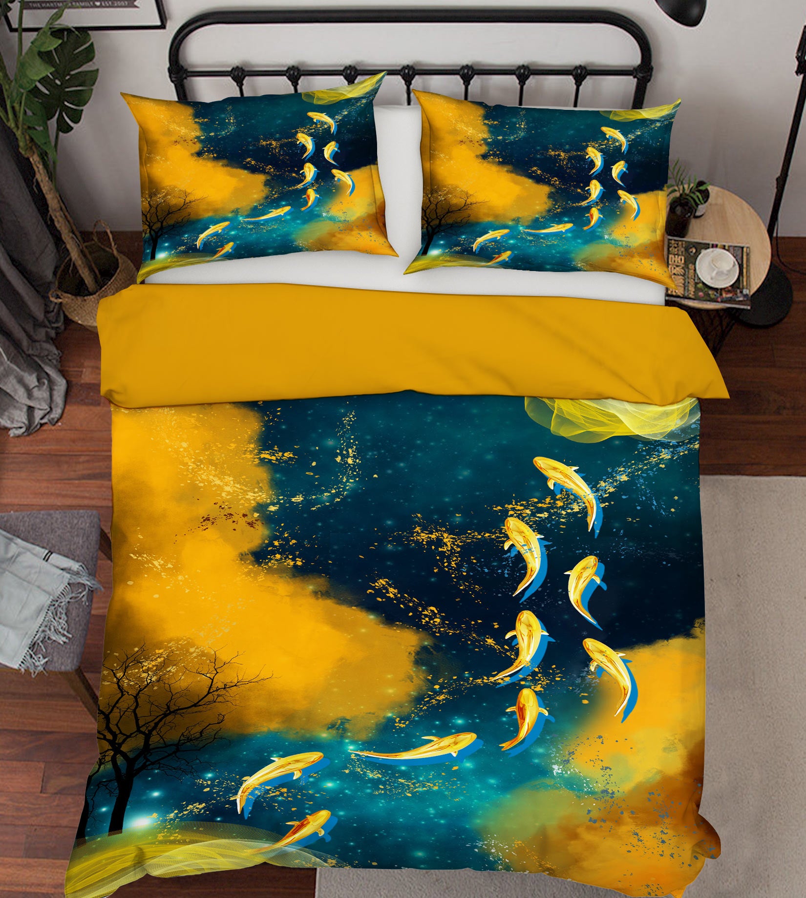 3D Golden Fish 59105 Bed Pillowcases Quilt
